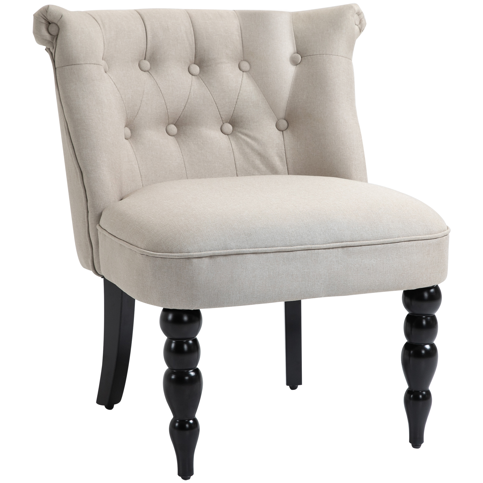 Vintage lamamistool, tugitool, polsterdatud söögitool, linane kate, puitraam, beež ja must, 67 x 67 x 78 cm