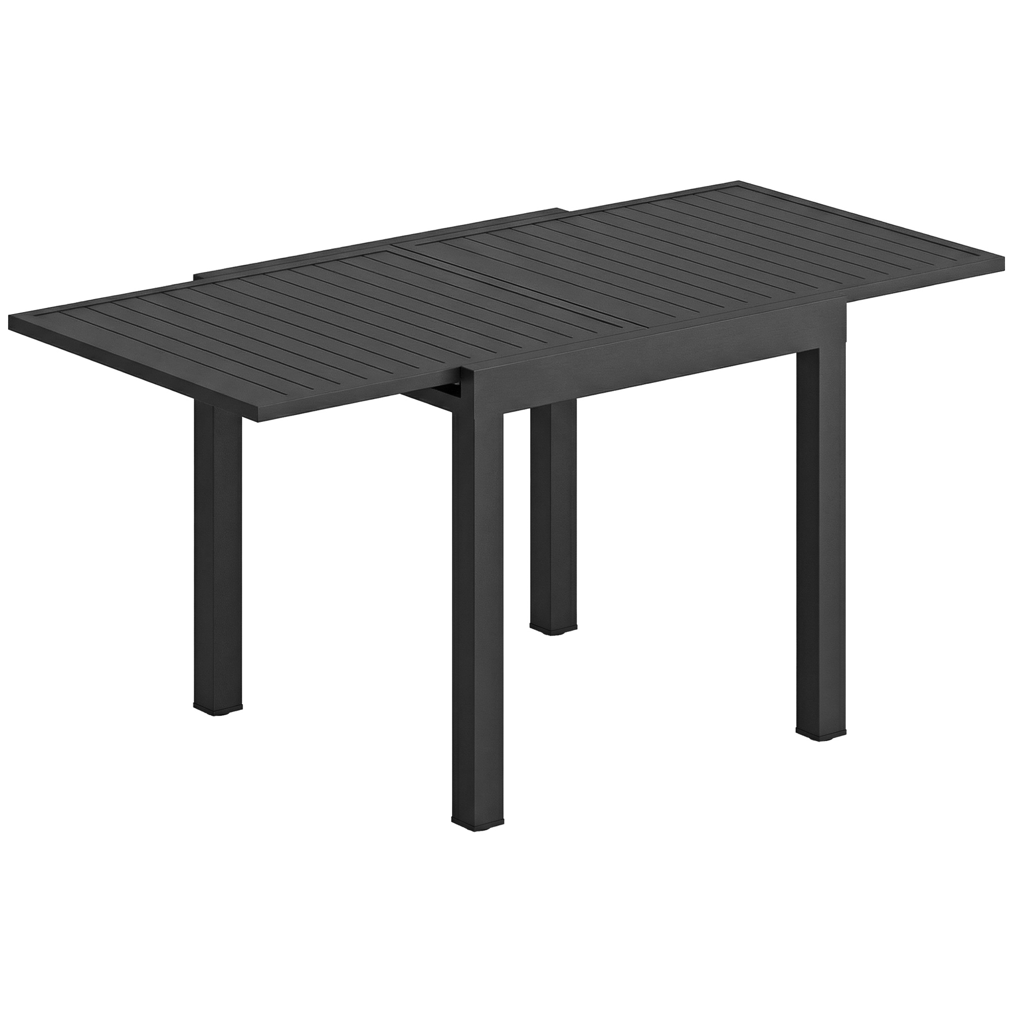 Pikendatav aialaud, 80/160 x 80 cm, alumiiniumist söögilaud 4-6 inimesele, ristkülikukujuline liistudest pealispinnaga