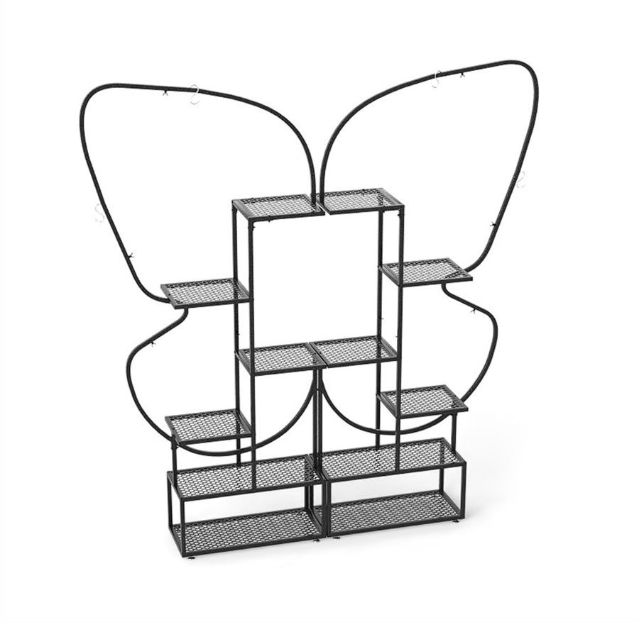6-astmeline metallist liblikakujuline taimealus 4 konksuga lillealus must
