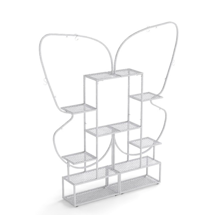 6-astmeline metallist liblikakujuline taimealus 4 konksuga lillealus valge