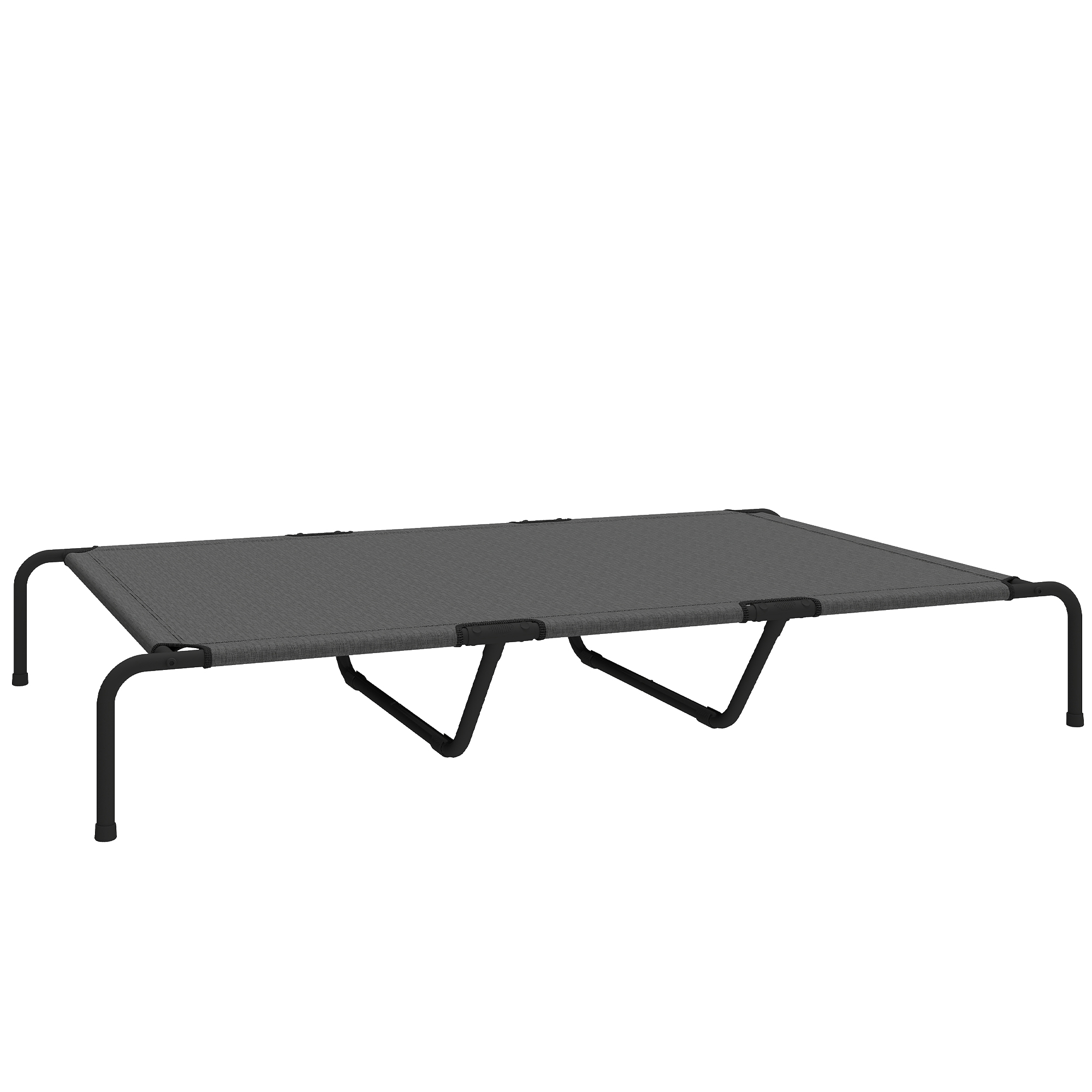 Kõrgendatud koeravoodi suurtele koertele, pestava võrgust terasraamiga, 152 x 94 x 23 cm, hall