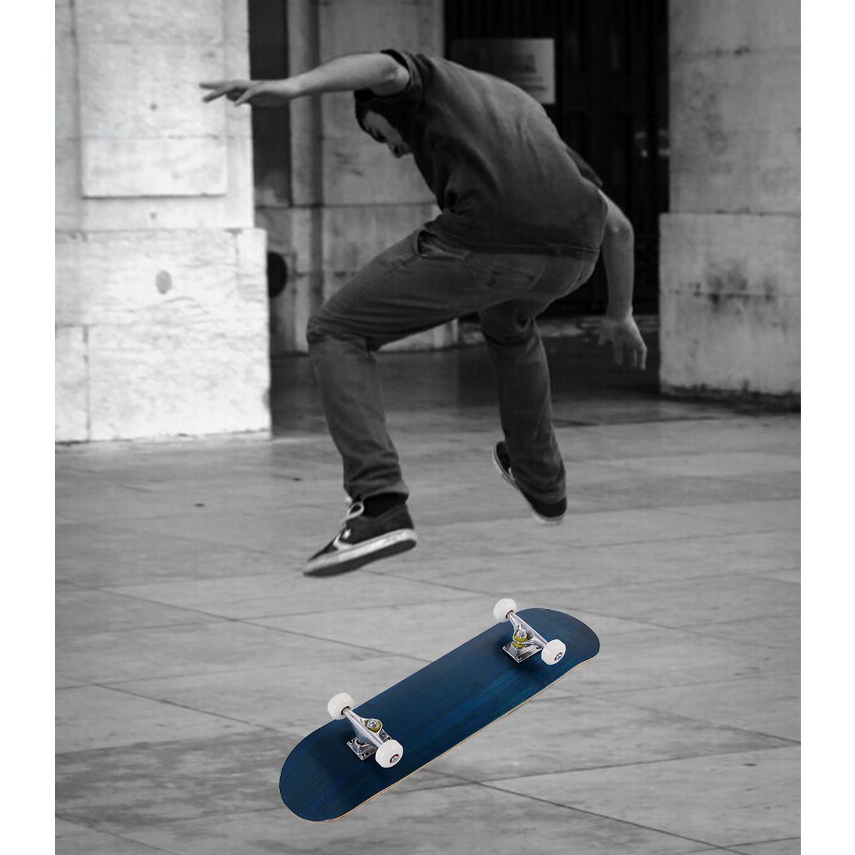Rula komplektlaud lõbulaud minikruiser puidust laud longboard 20x79cm-sinine