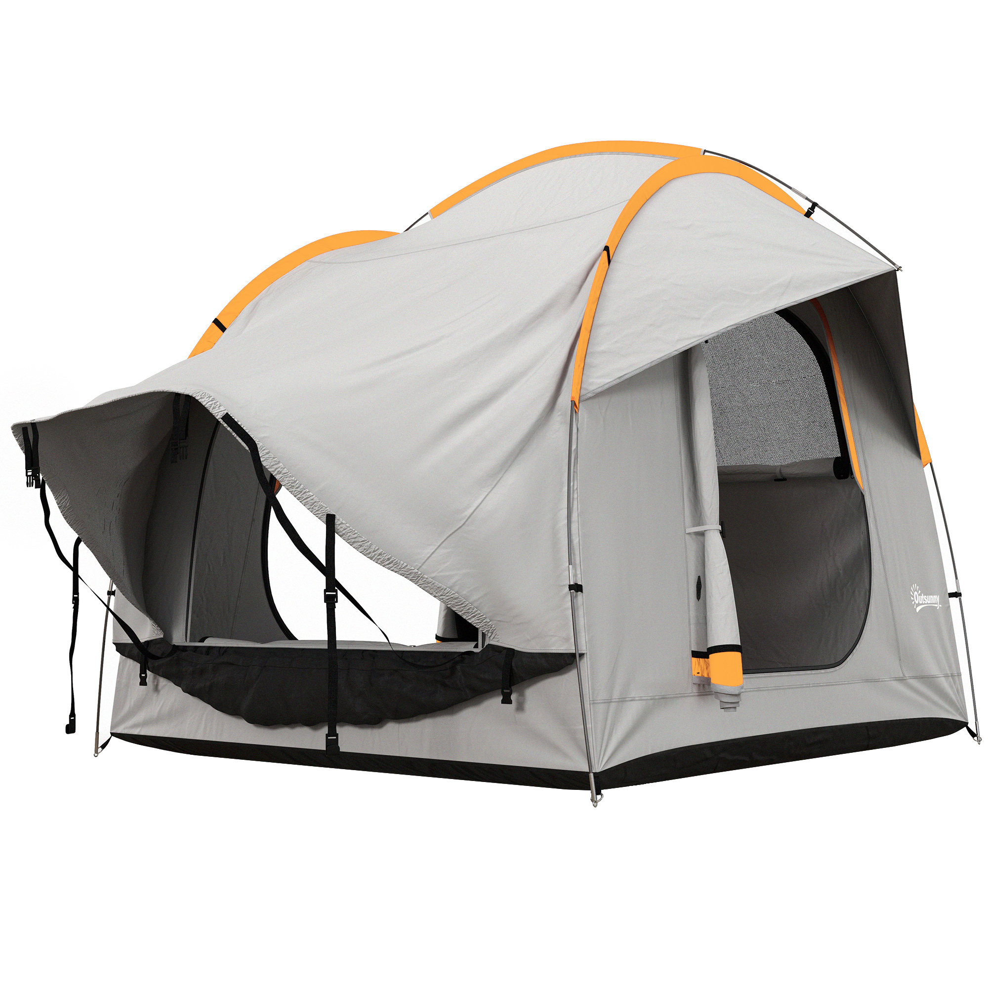Autotelk-kämpingtelk, 3 ust, ilmastikukindel, 239 cm x 210 cm x 210 cm, oranž + hall