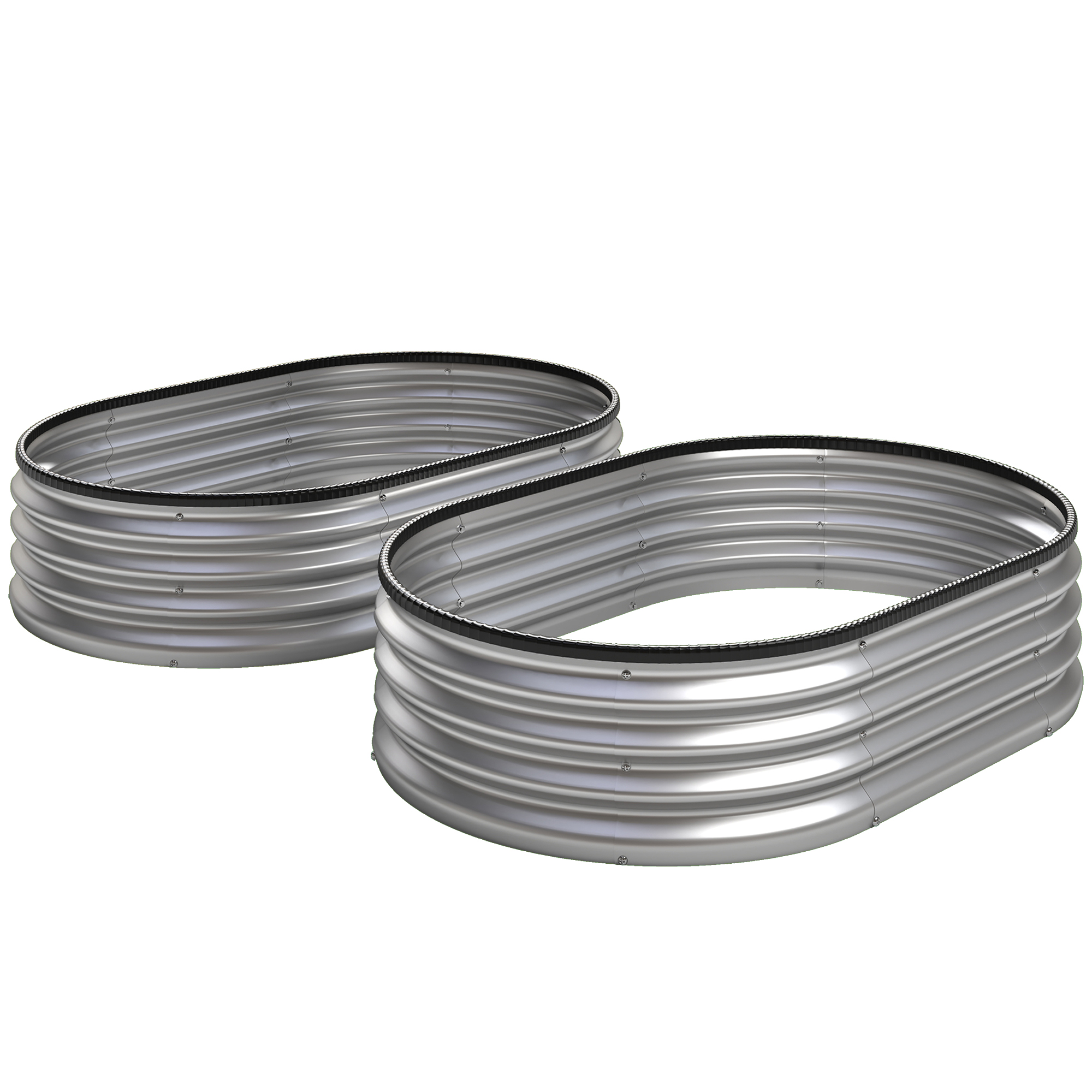 Metallist kõrgpeenar, 2 tk komplekt, 135 x 90 x 30 cm, ovaalsed kõrgpeenrad kummiribadega