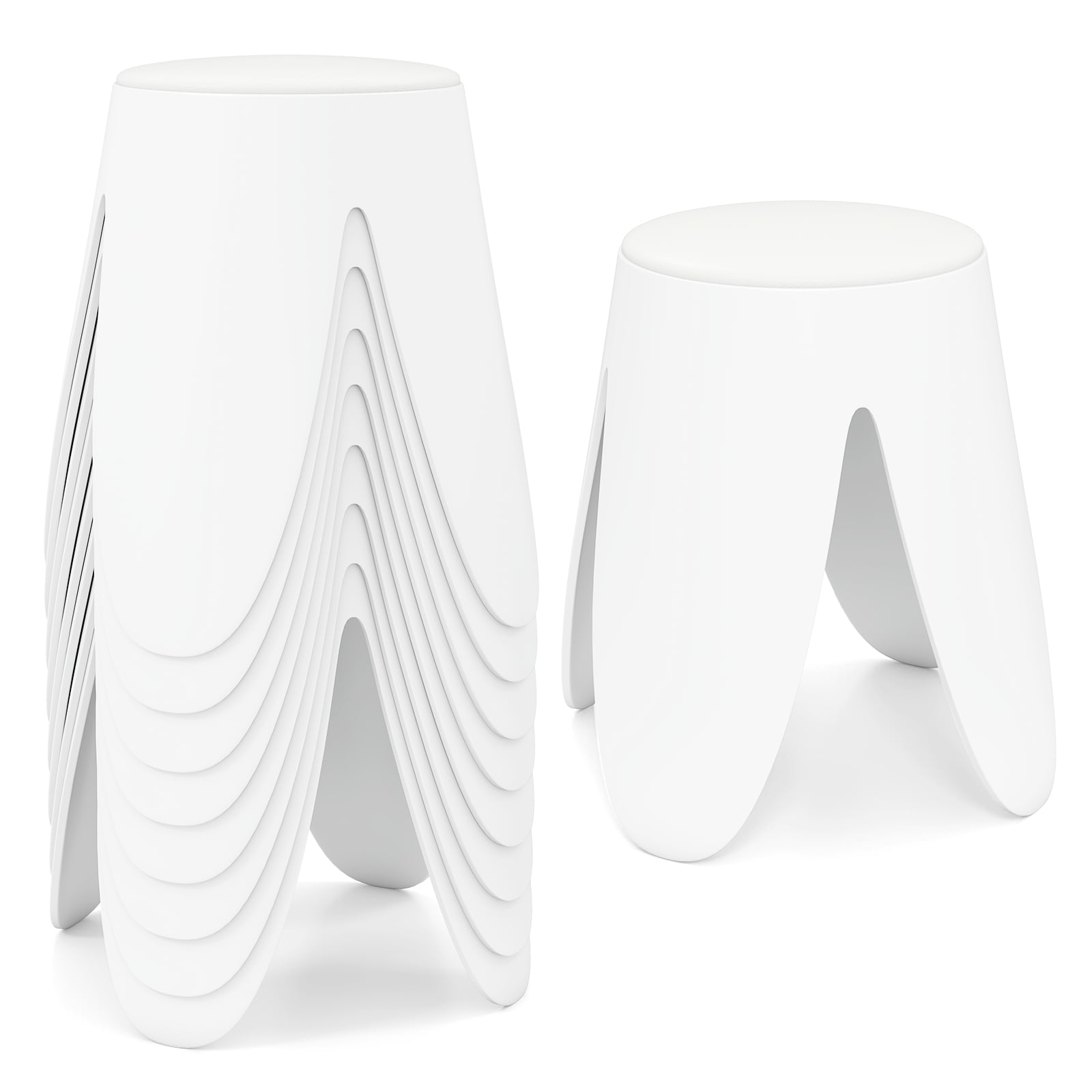 8-osaline valge virnastatav plastpink 46 cm