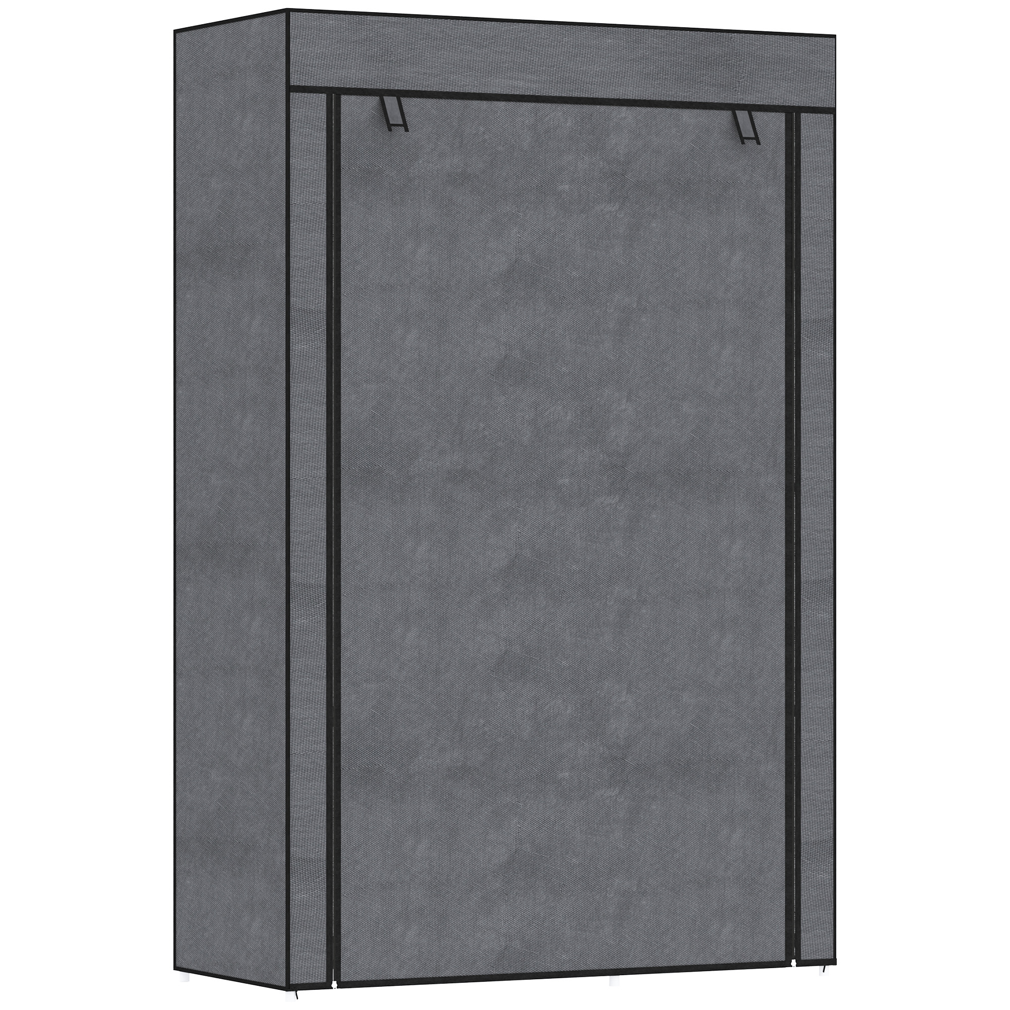 Riidekapp riidekapiga, riidepuu, 6 riiulit, kokkupandav garderoob fliisvälimusega, kokkupandav kapp magamistuppa, koridori, tumehall, 103 x 43 x 162,5 cm