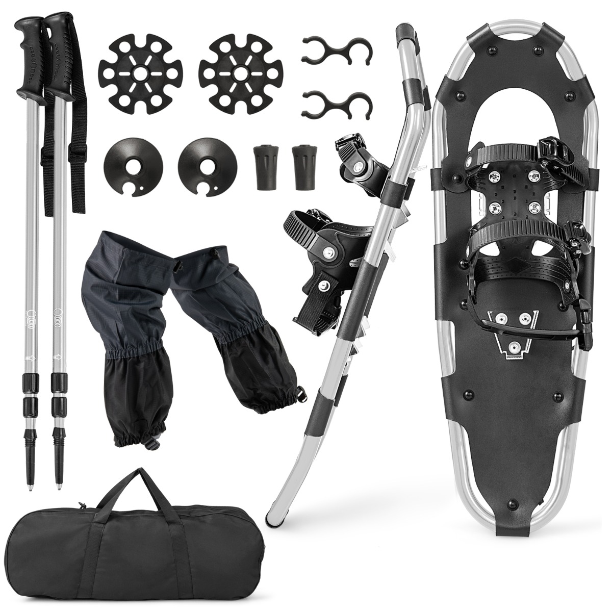 Mitmekülgne lumekingade komplekt 63 cm ergonoomilised lumekingad topeltklambrisüsteemiga hõbedane