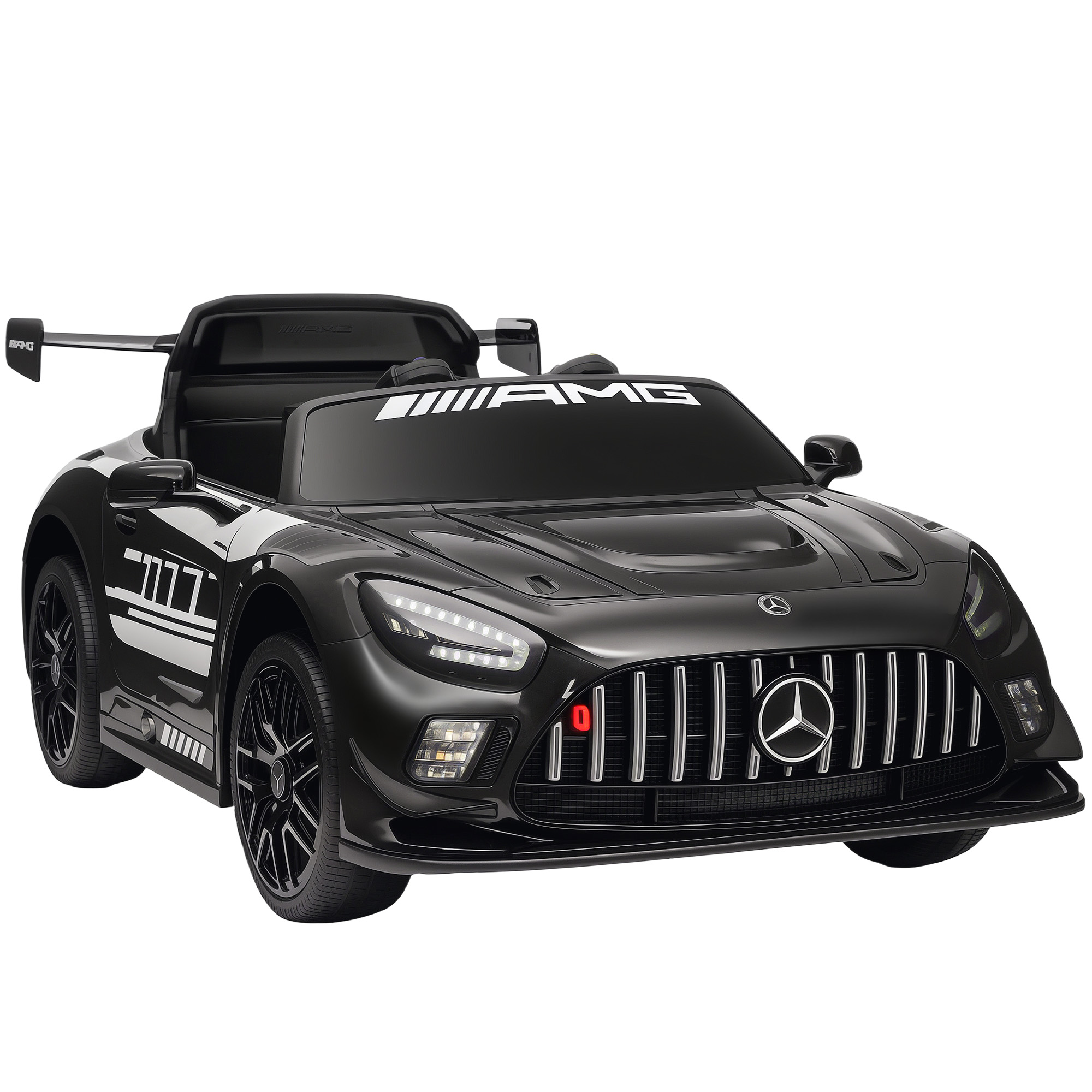 Mercedese elektriline laste sõiduauto, 12V aku, LED-tuled, muusikafunktsioon, signaal, vanuses 3-8, must