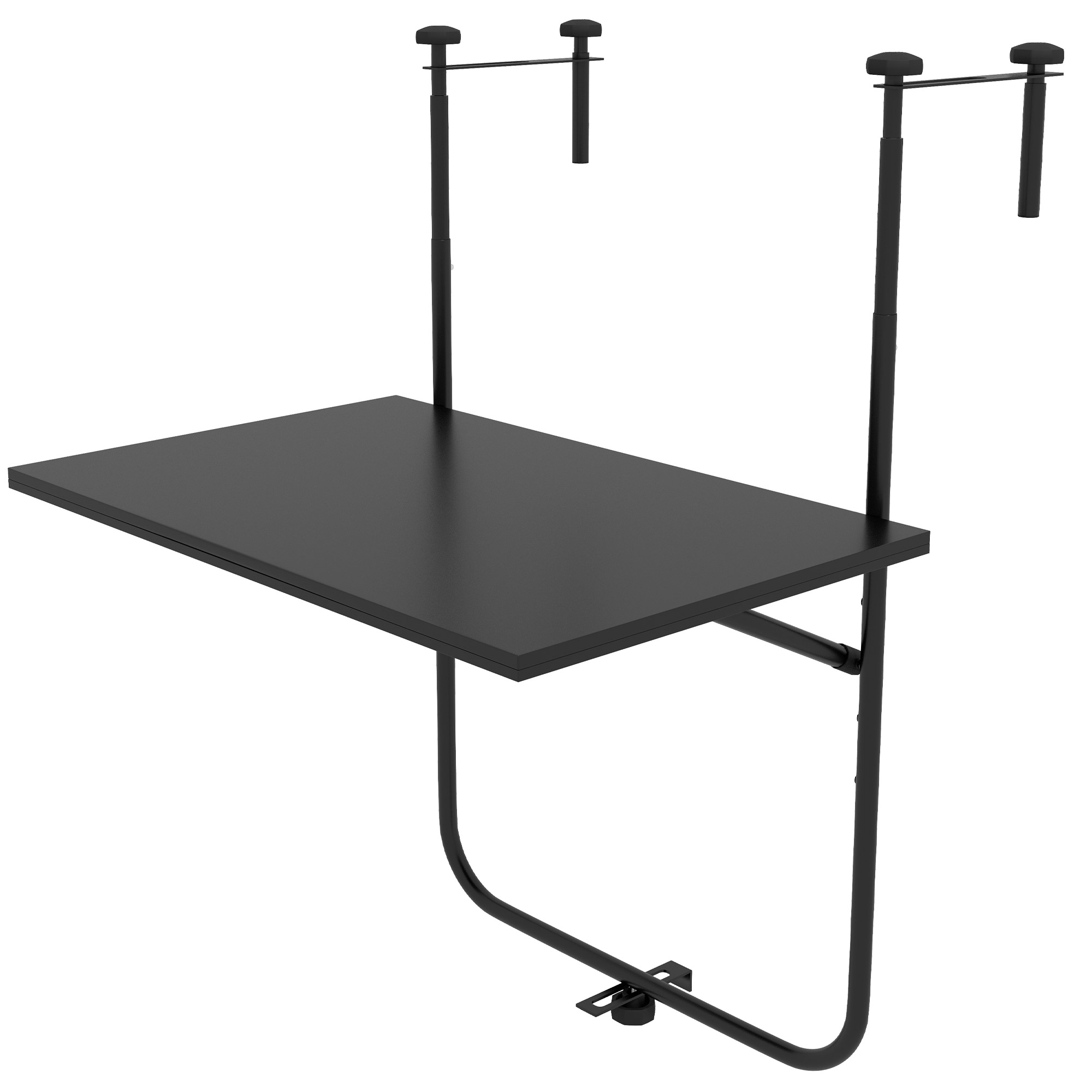 Rõdulaud, 6-15 cm paksusele piirdele, reguleeritav, kokkupandav, roostevaba metall, 62x60x85,5cm, must