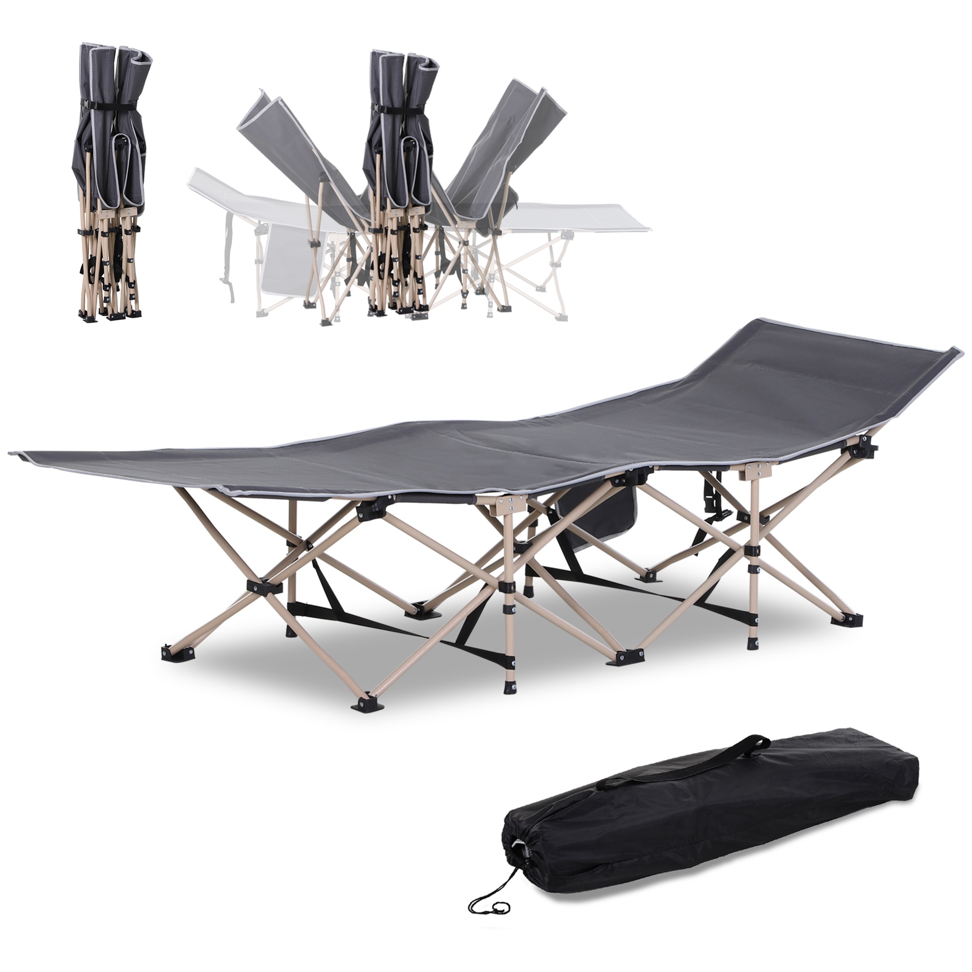 Kokkupandav matkavoodi, ilmastikukindel, kandekotiga, 190 x 68 x 52 cm, hall