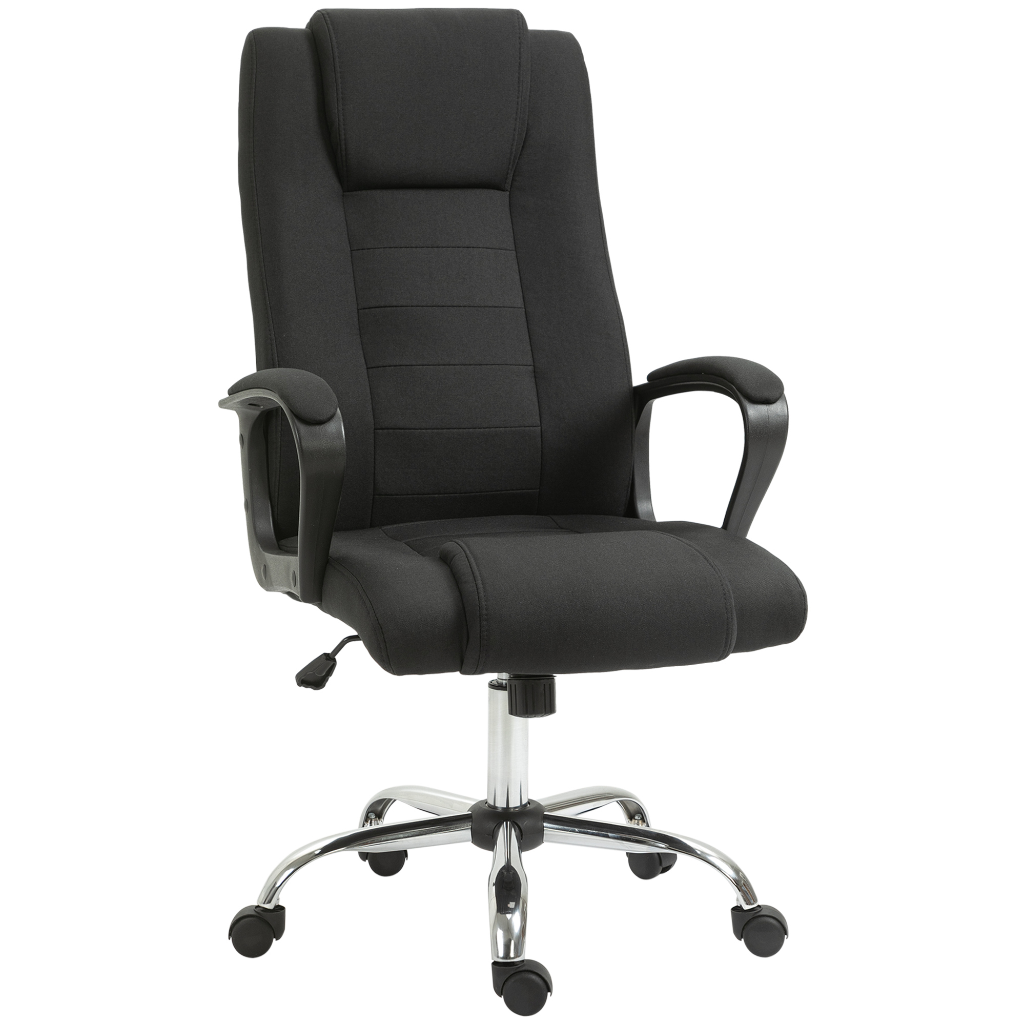 Kontoritool, arvutitool kiikfunktsiooniga, peatugi, ergonoomiline lauatool, pöörlev, kõrgusega reguleeritav, linase viimistlusega must, 62 x 76 x 110-119 cm
