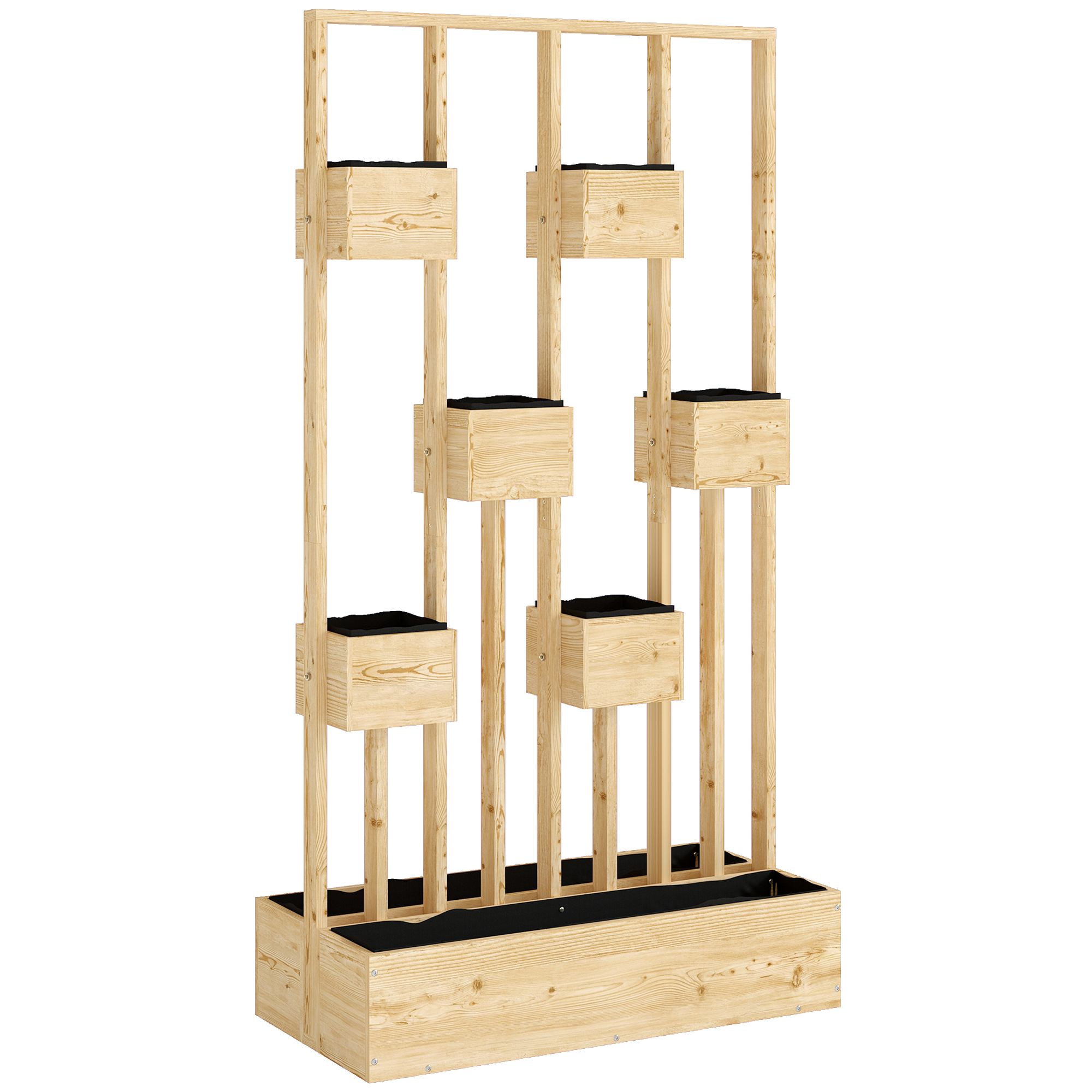 Kõrgpeenar võrekorvidega, puidust lillekastiga, lillepottiga, lillekastiga, 90 x 45 x 170 cm