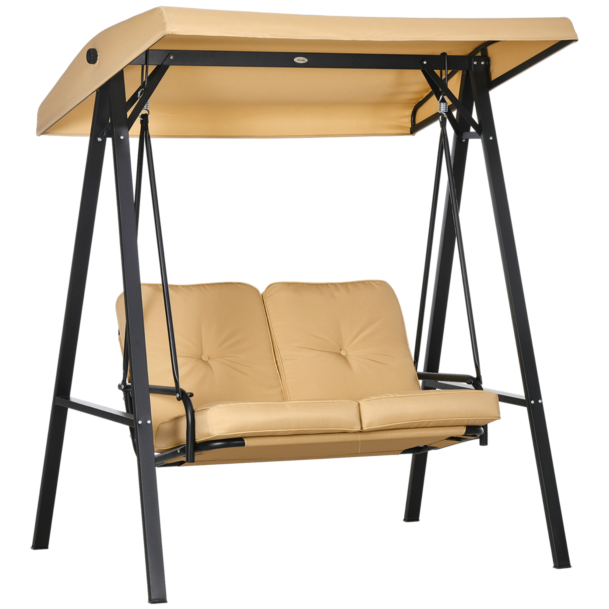 Hollywoodi kiik, 2-kohaline aiakiik reguleeritava varikatusega, kandevõime kuni 220 kg, 145 x 116 x 172 cm, beež