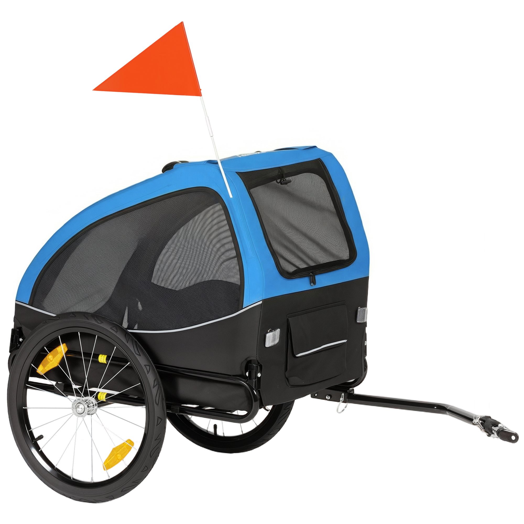 Kokkupandav koerahaagis helkuritega, võrgust akna, rataste, ukse ja turvalipuga koertele kuni 20 kg, 138x70x89 cm, sinine