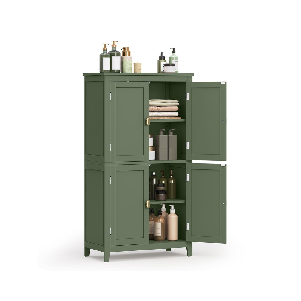 Vannitoa kapp nelja uksega, klassikaline valge ja metsaroheline