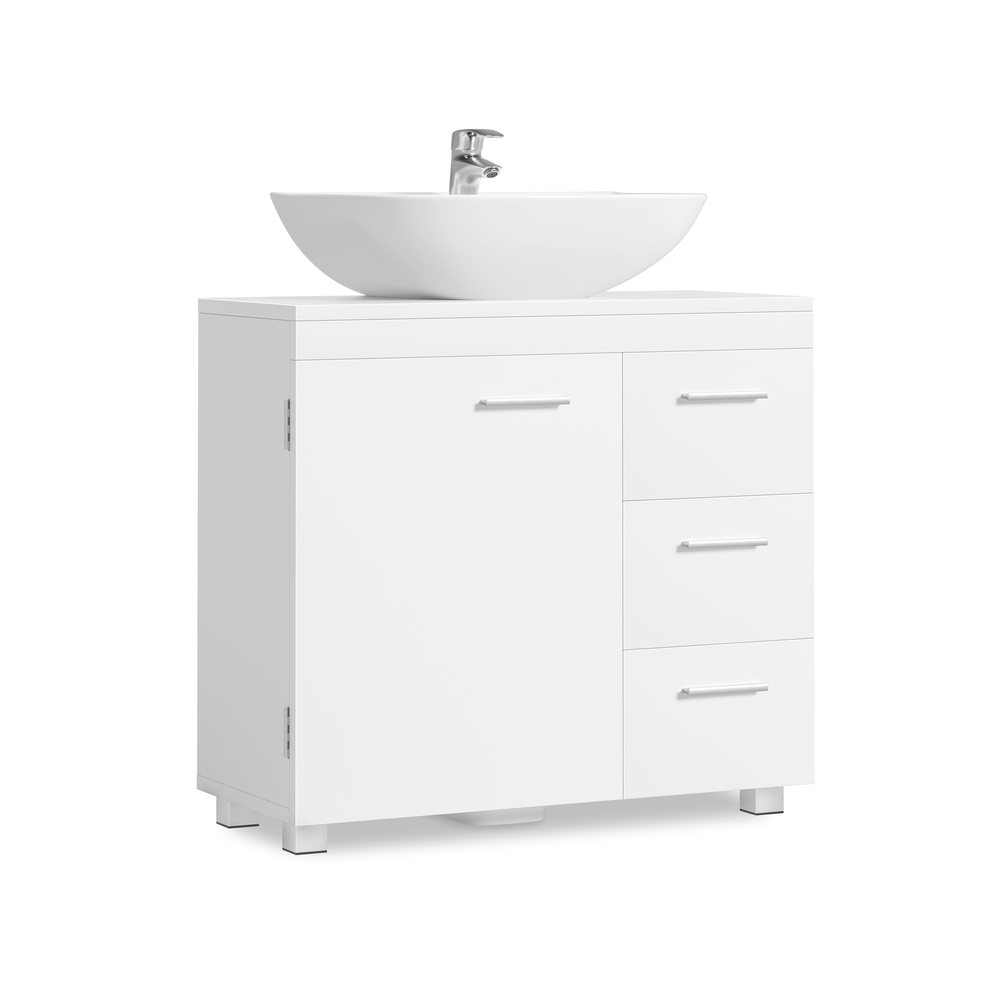 Valamukapp sahtlite ja jalgadega, 30 x 60 x 64 cm, pilvevalge