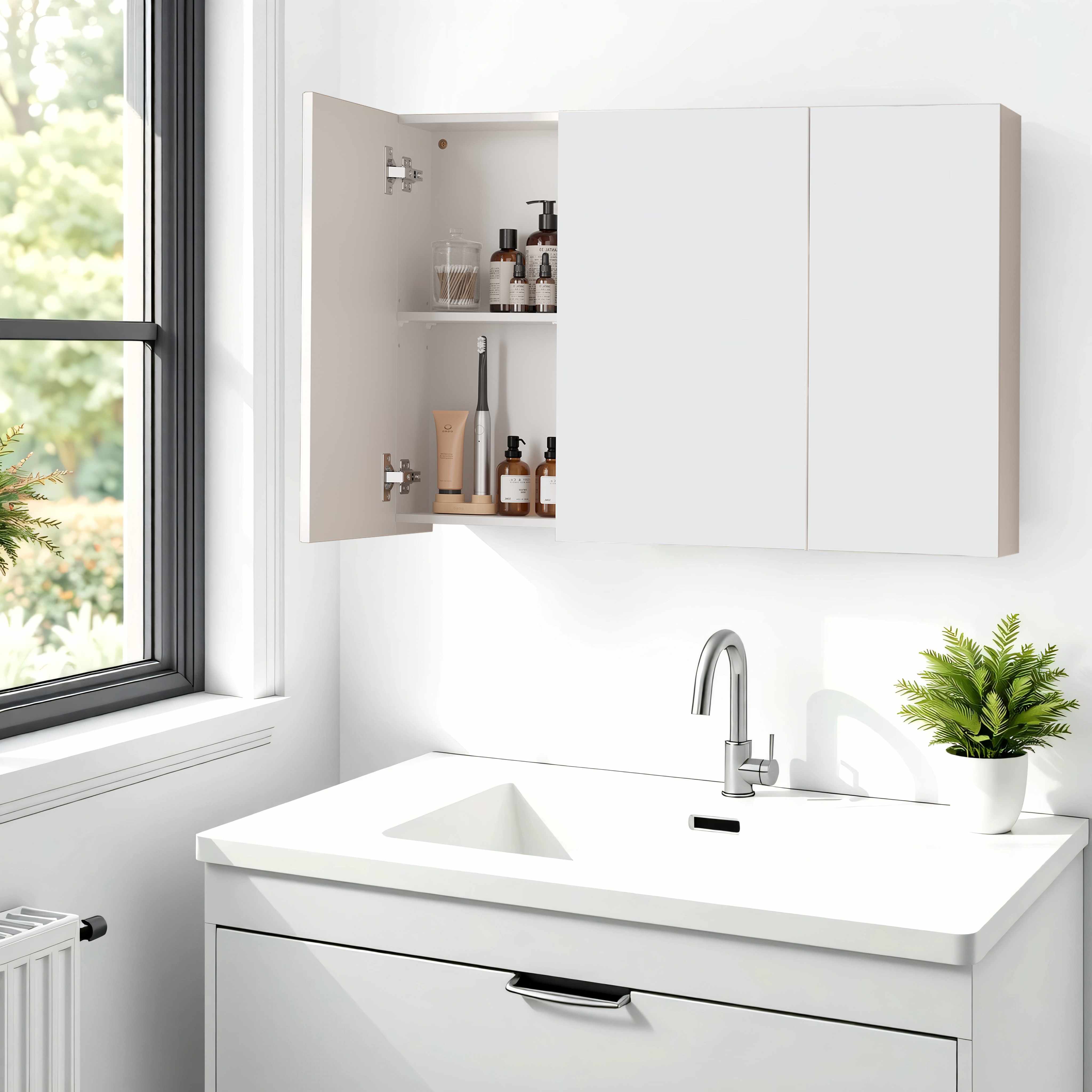 Peeglikapp, vannitoakapp, hoiukapp kolme uksega