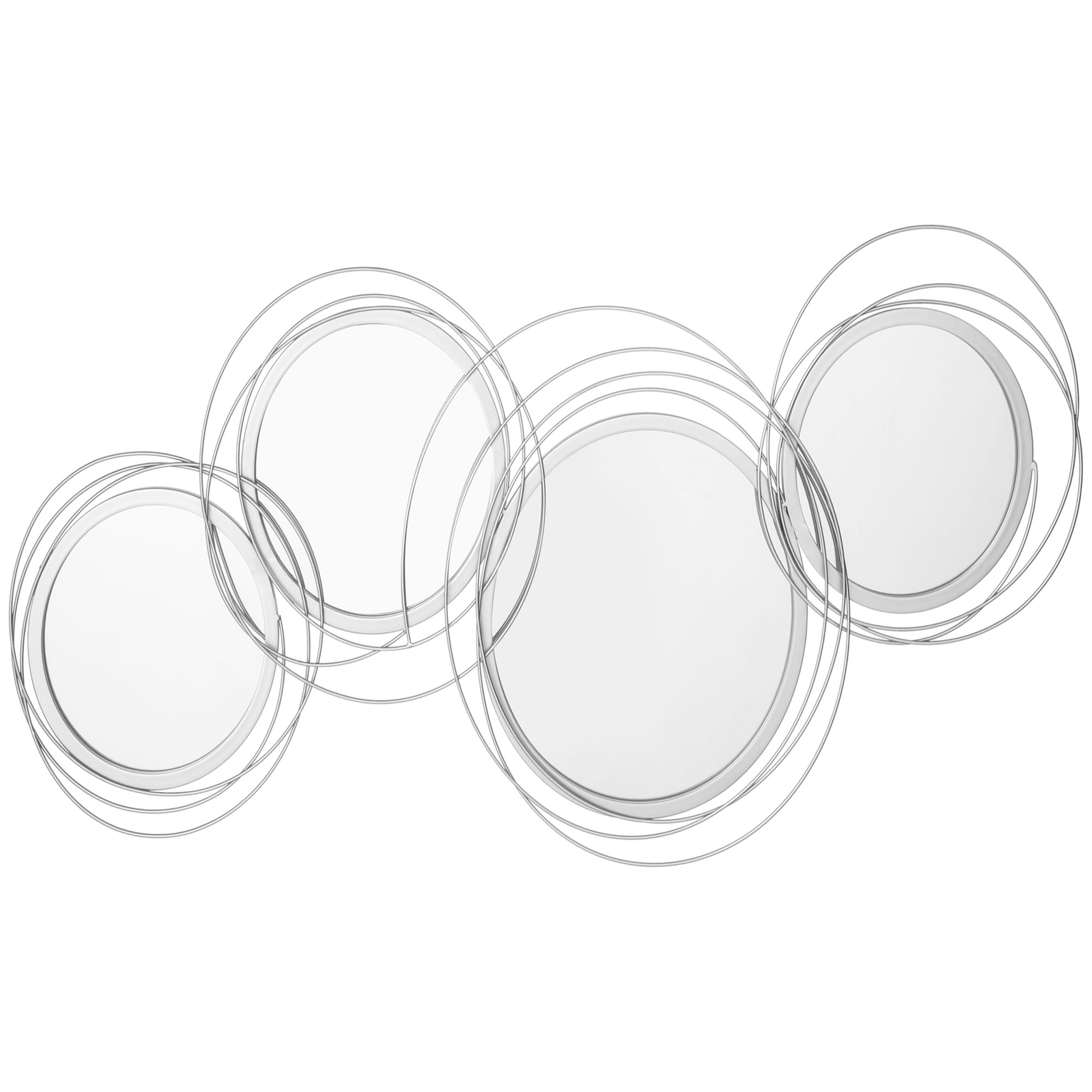 HOMCOM peeglikomplekt seinakaunistuseks, seinakaunistus 4 ümmarguse peegliga, seinapeegel, esikupeegel, 107 x 4 x 56 cm