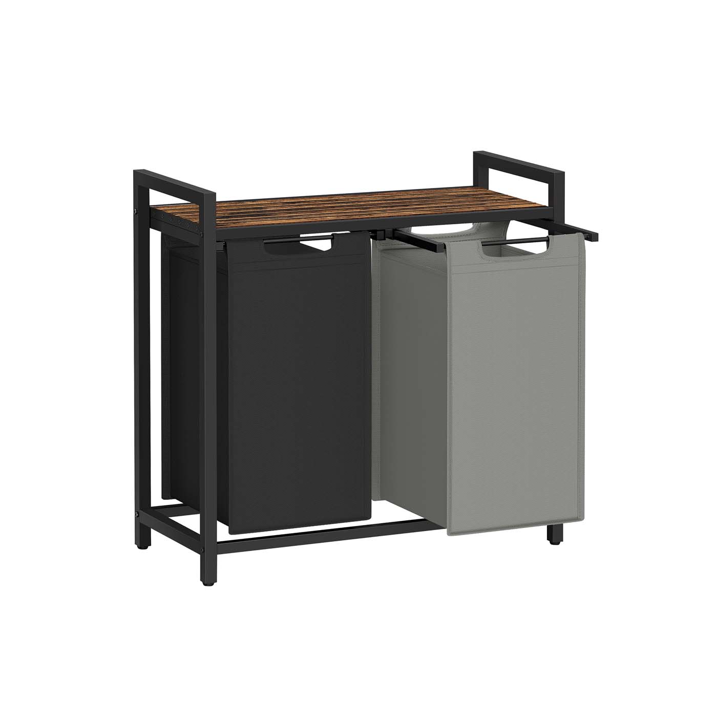 Pesukorv ja pesusorteerija, 2 eemaldatava Oxford-kangast kotiga (2 x 46 l), metallraam, 73 x 33 x 72 cm