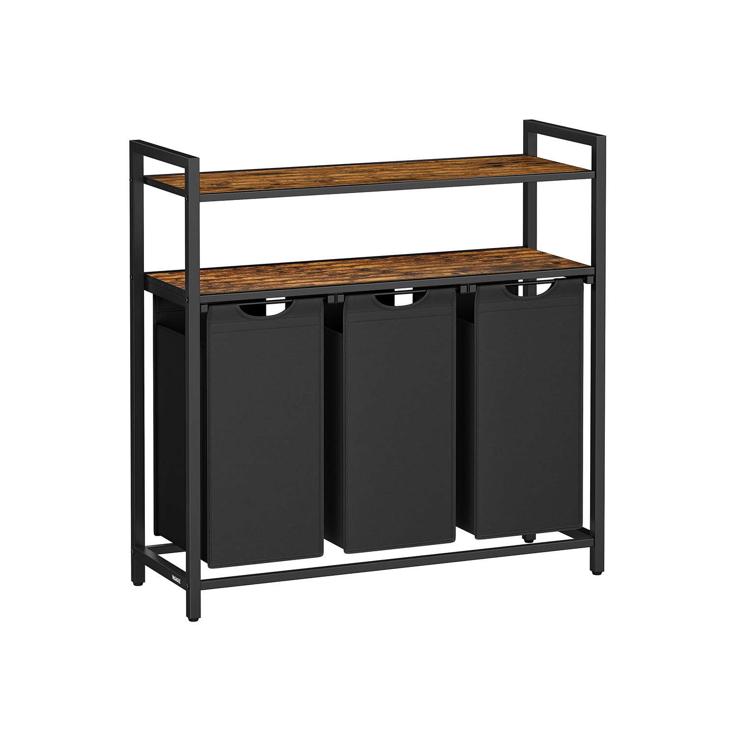 Pesukorv 3 sektsiooniga ja 2 riiuliga vintagepruun-must