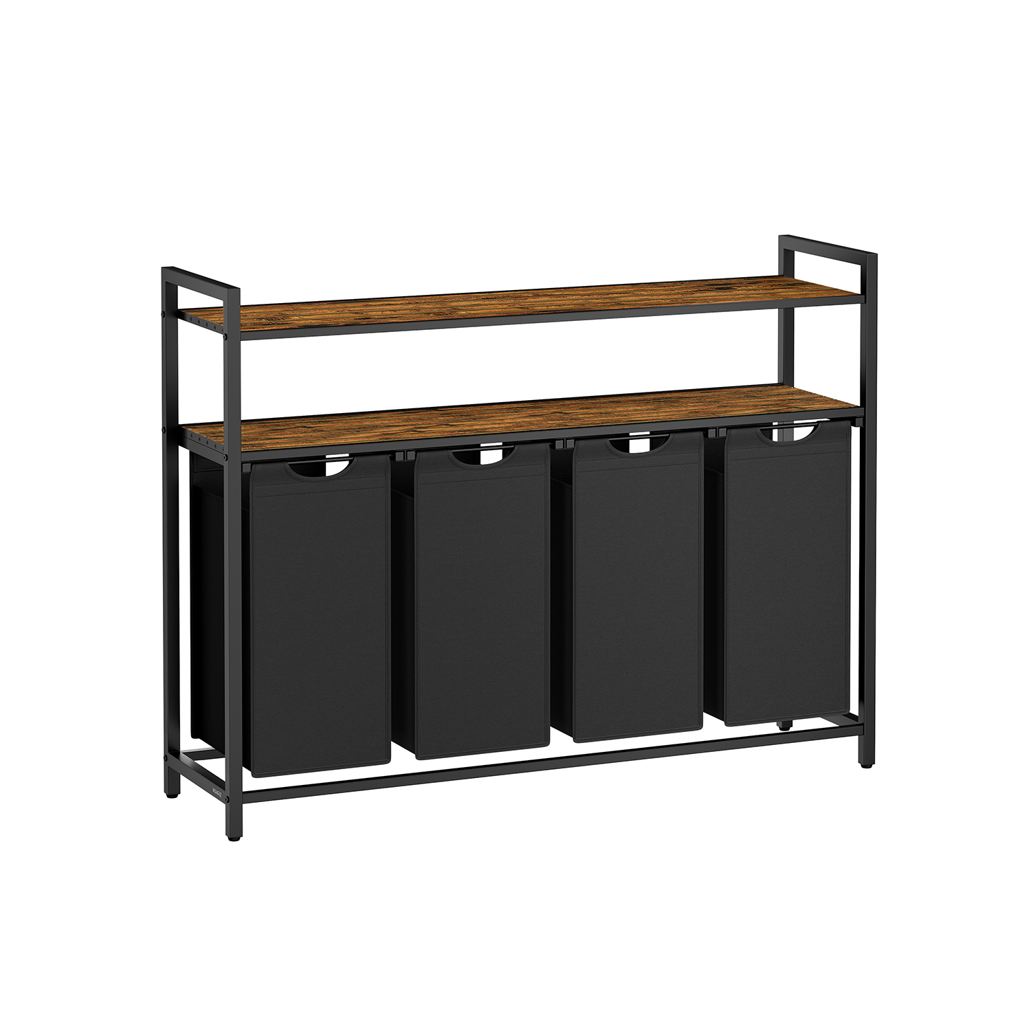 Pesukorv 4 sektsiooniga ja 2 riiuliga vintagepruun-must