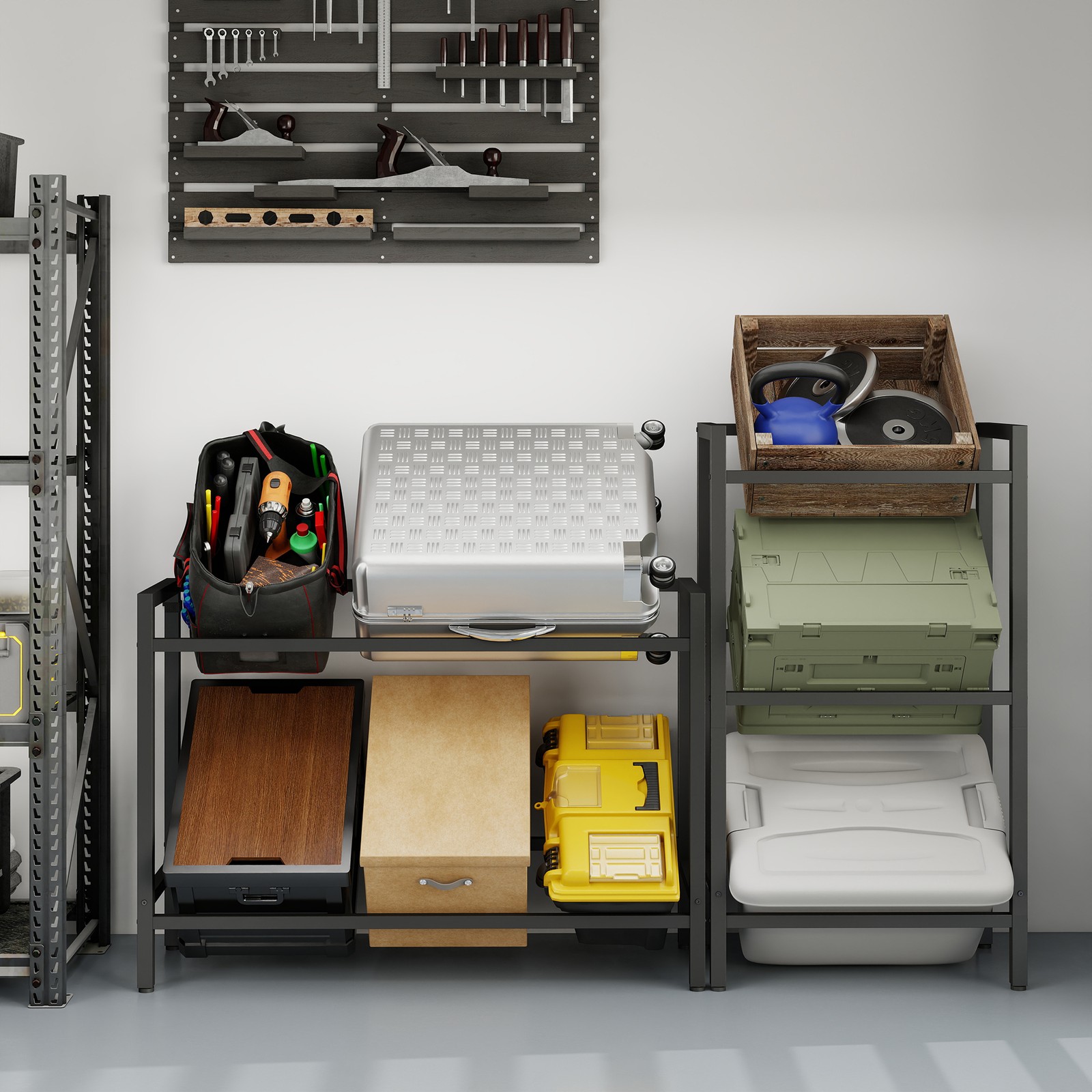 Joogikastide riiul, 2 taset, 6 kastile