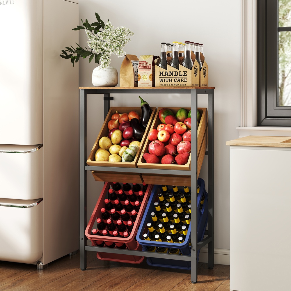 Joogikastide riiul, 2 taset, 4 kastile