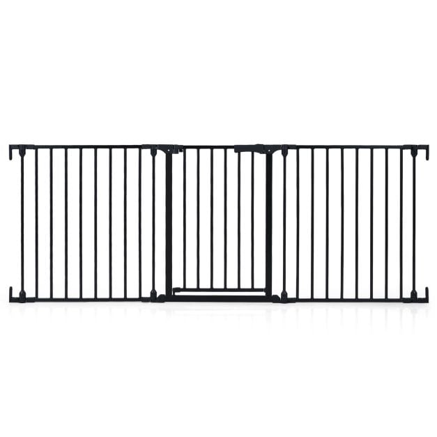 Beebivärav treppidele ja ustele, 3-paneeliga riistvaraga turvavärav lemmikloomadele - must