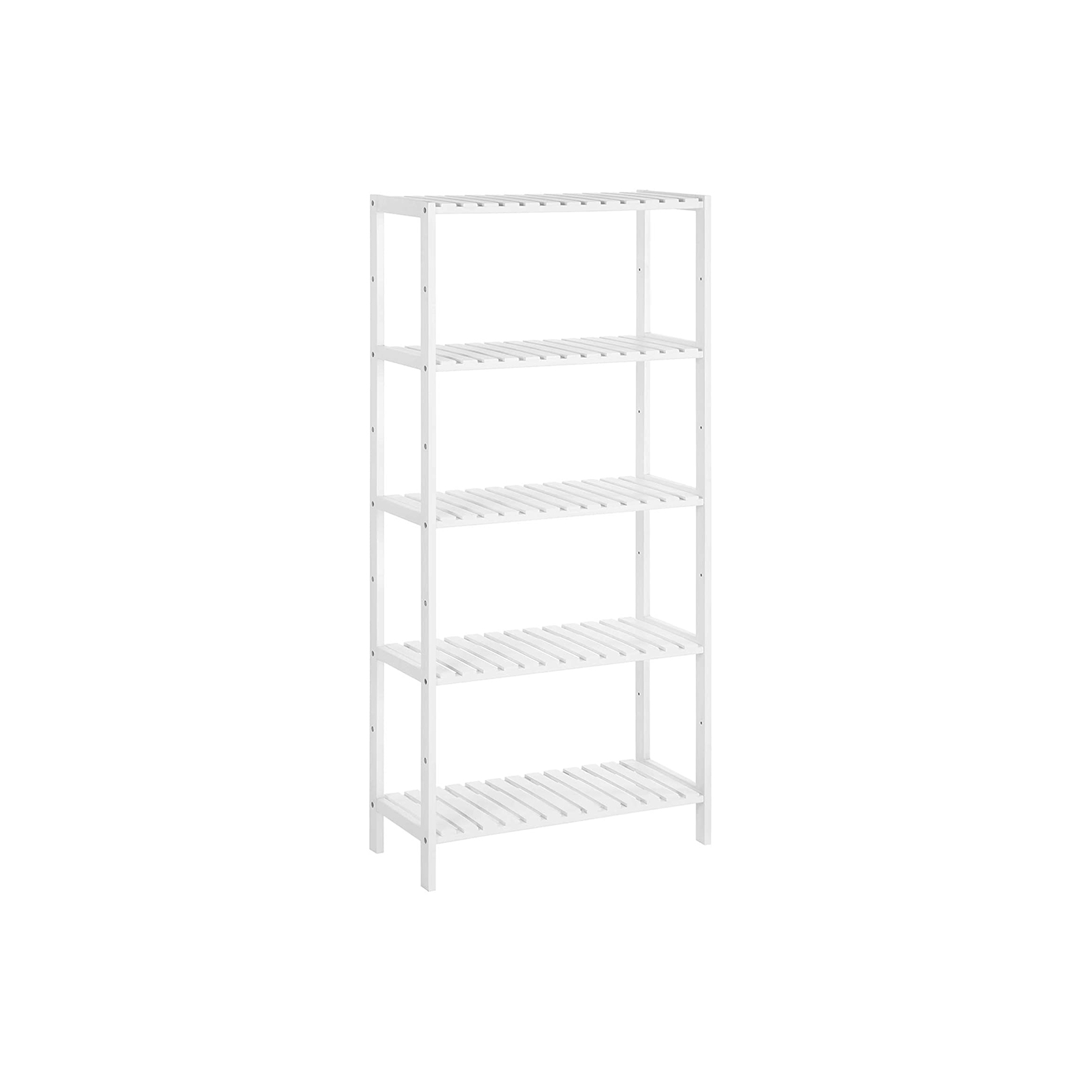 Vannitoariiul bambusest, 5-korruseline, 60 x 26 x 130 cm, valge