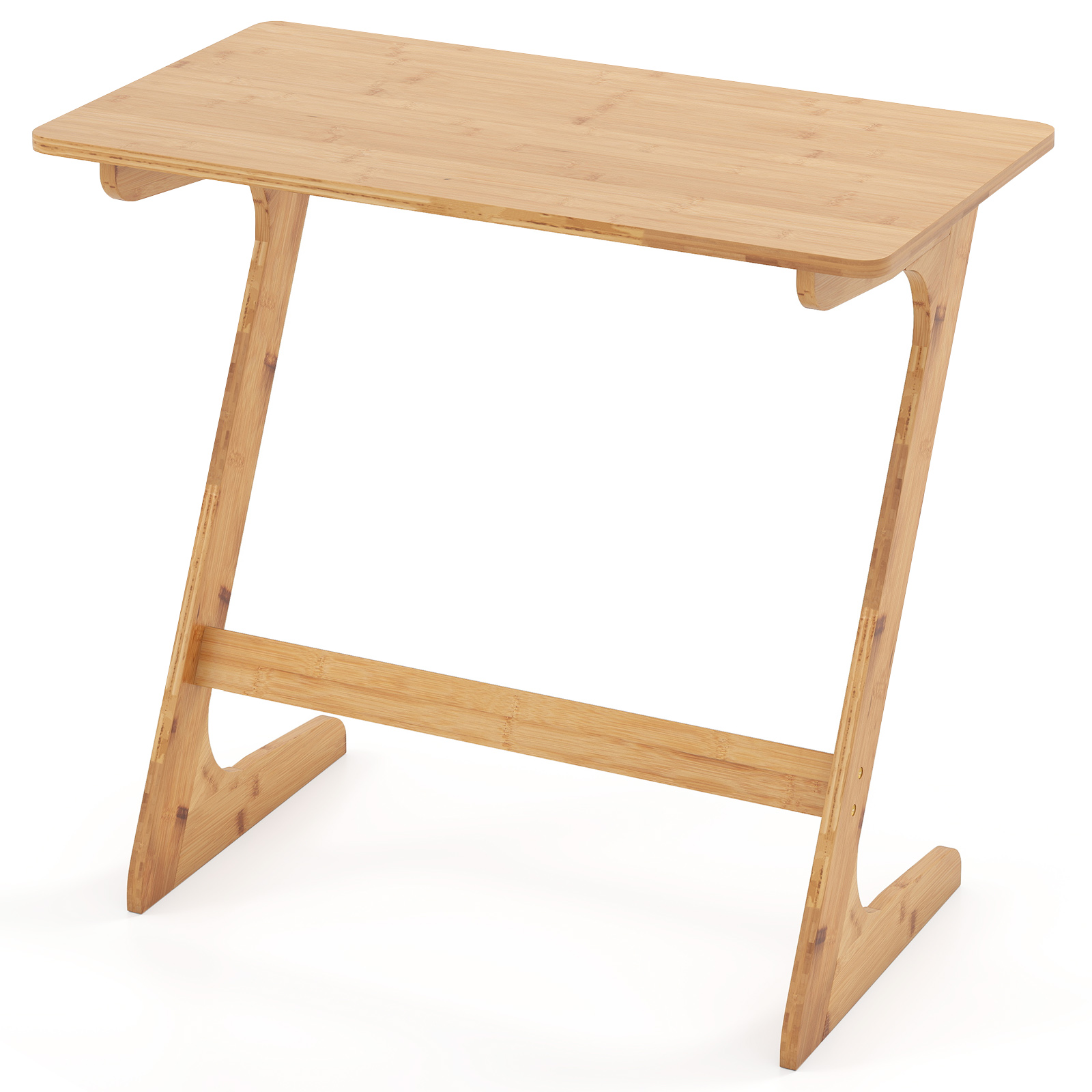 Bambusest Z-kujuline avar diivanilaud ruumisäästliku lauaplaadiga - naturaalne