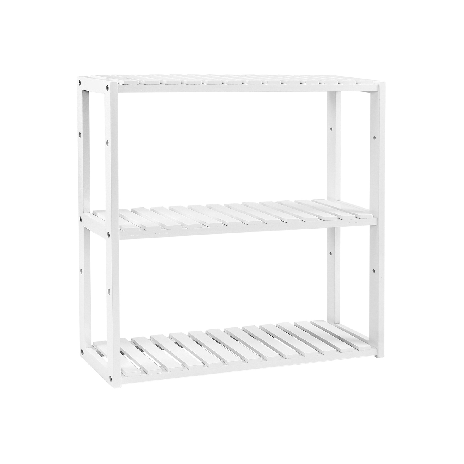 3 riiuliga bambusriiul, 60 x 54 x 15 cm, valge