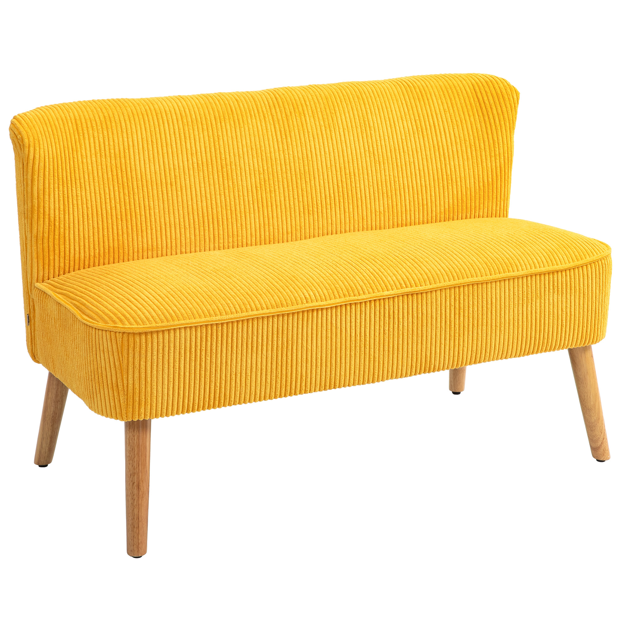HOMCOM kahekohaline diivan, elegantne Skandinaavia disain, massiivne puidust raam, kuni 150 kg, 117 x 56,5 x 77 cm, kollane