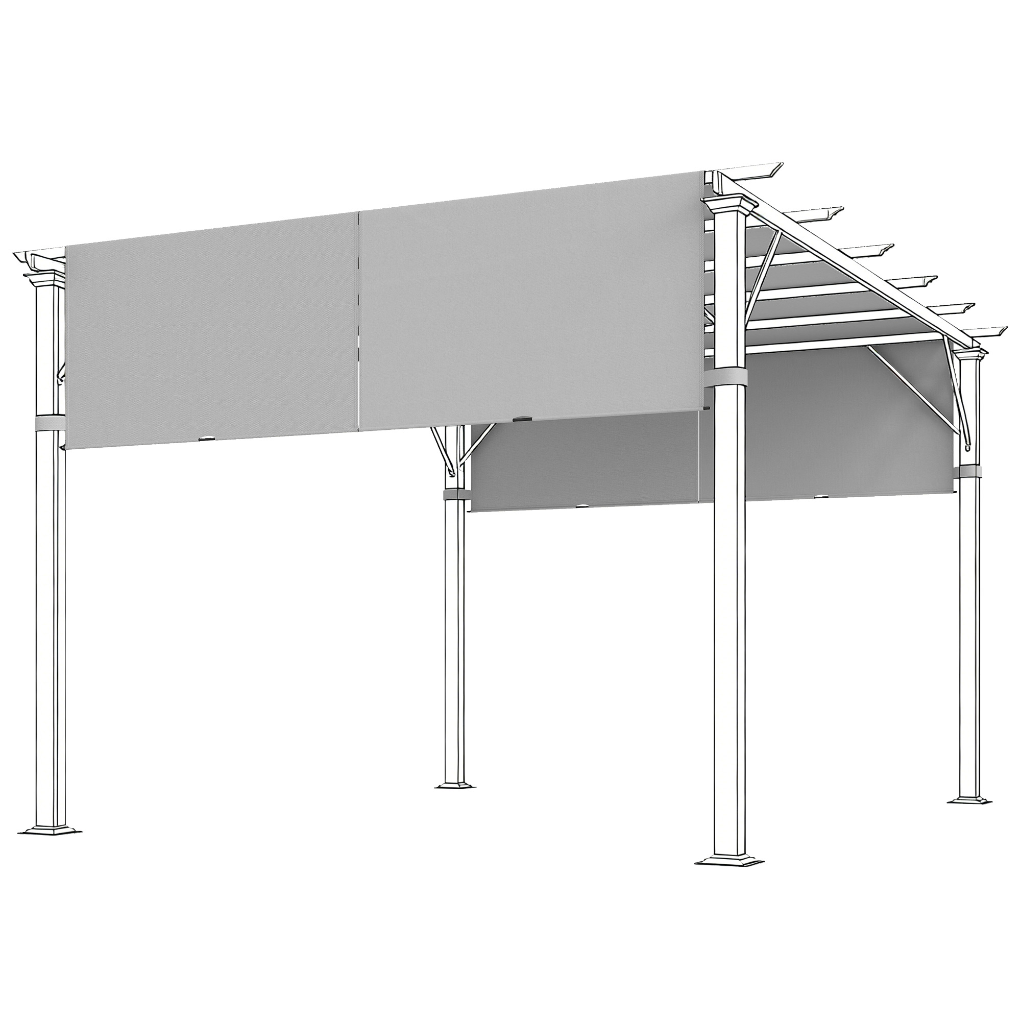 Pergola vahetuskatus UV-kaitsega, päikesesirm terrassikatusele 3 x 3 m paviljonile, helehall