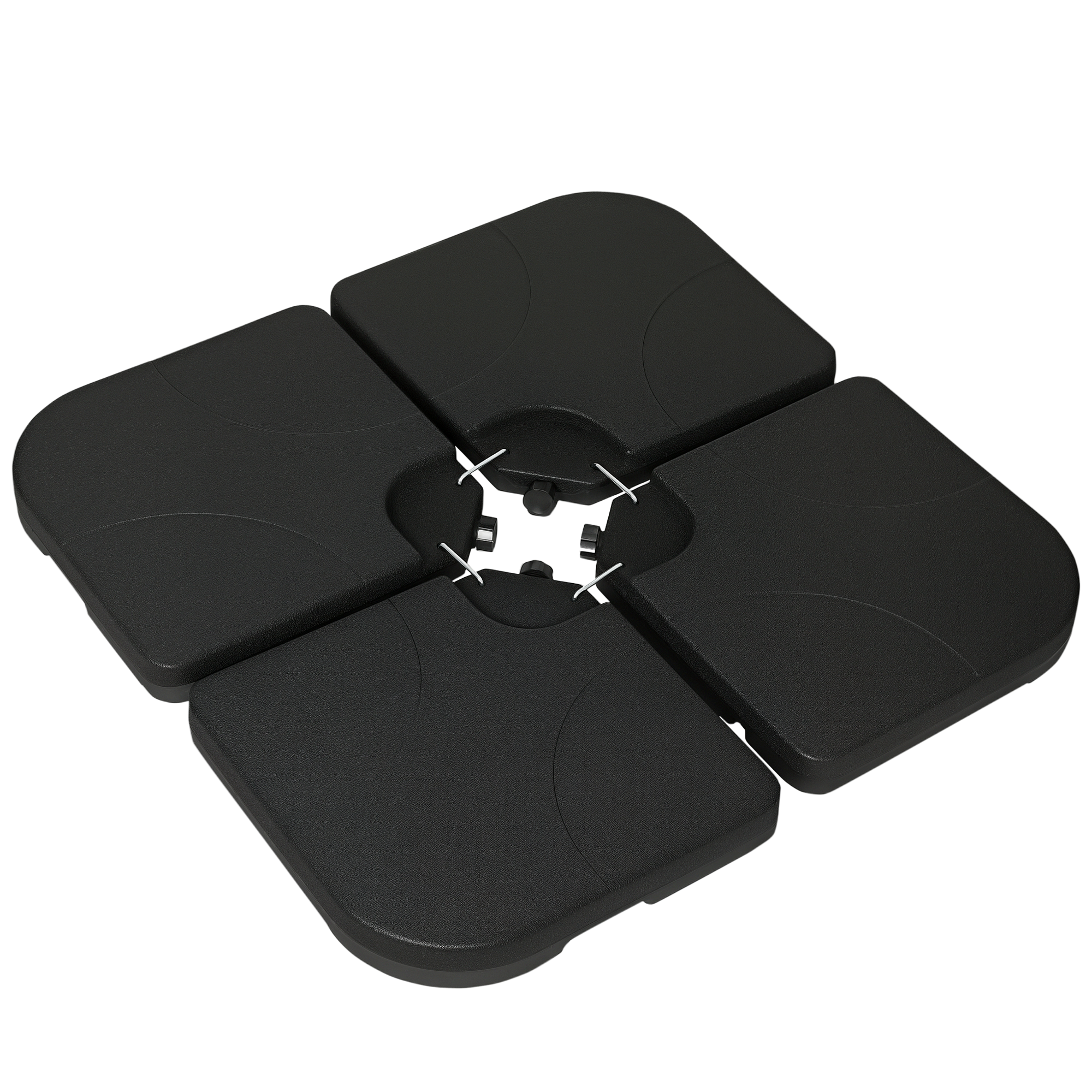 Päikesevarju aluste raskusplaadid, täidetavad, ilmastikukindlad, 104 cm x 104 cm x 7,5 cm, mustad