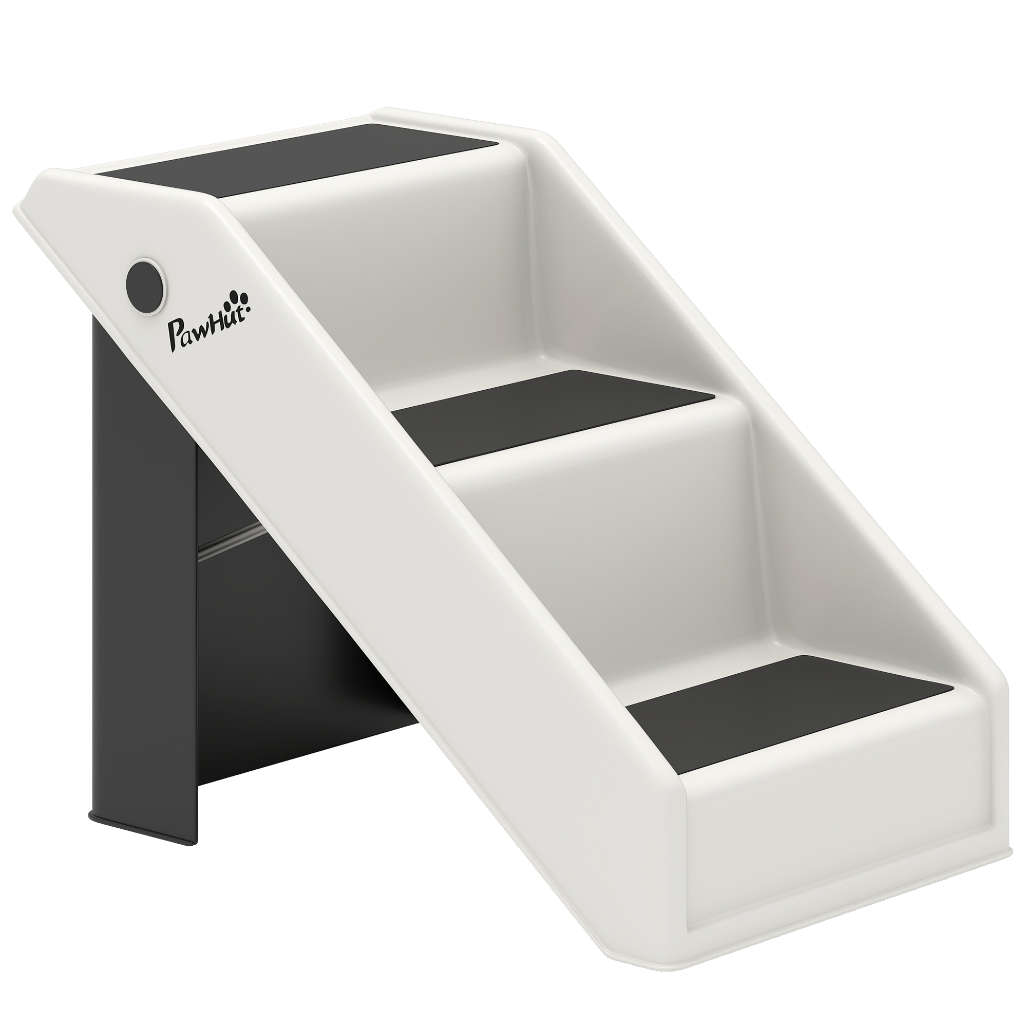 Koeratrepp, 3 astet, 36,5 cm kõrge, kokkupandav lemmikloomatrepp väikestele koertele, voodisse, diivanile, diivanile, autosse, kreemvalge