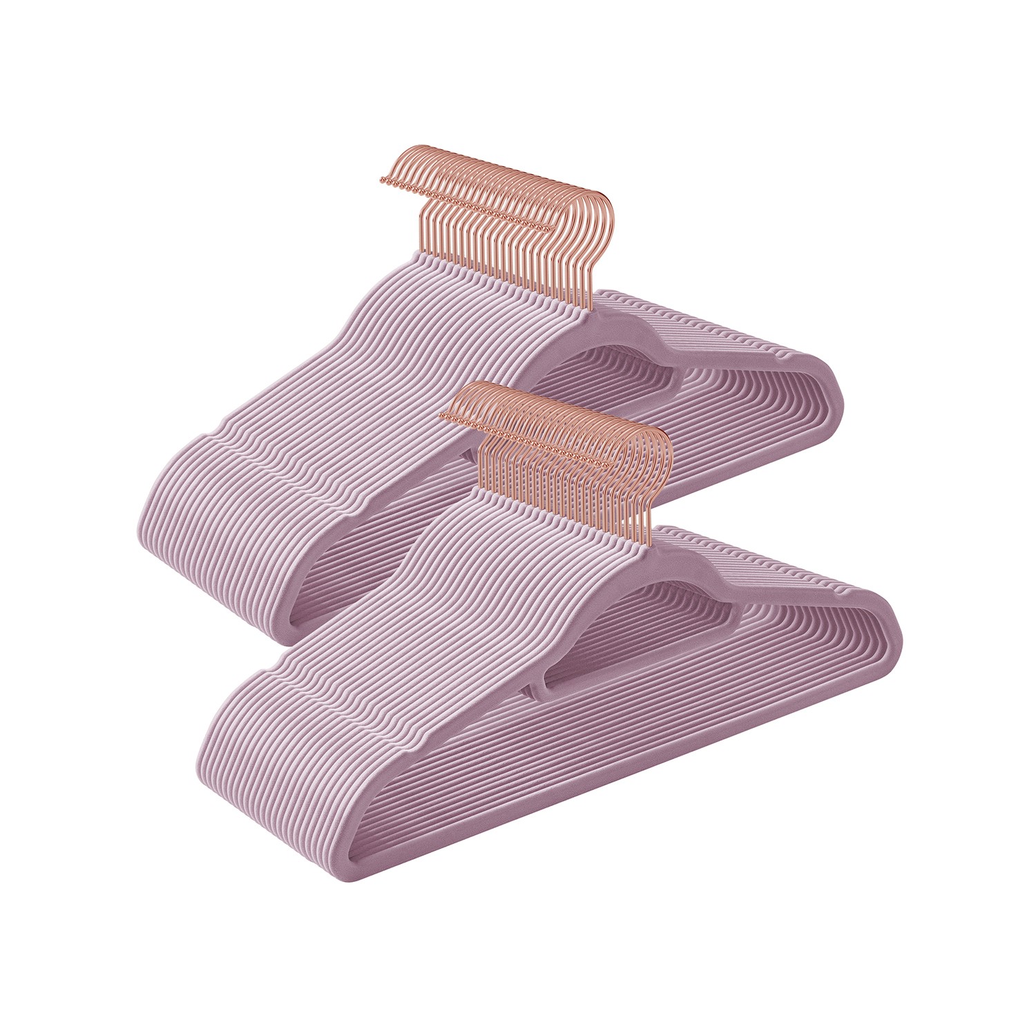 50-osaline komplekt sametist riidepuid, õrn lilla