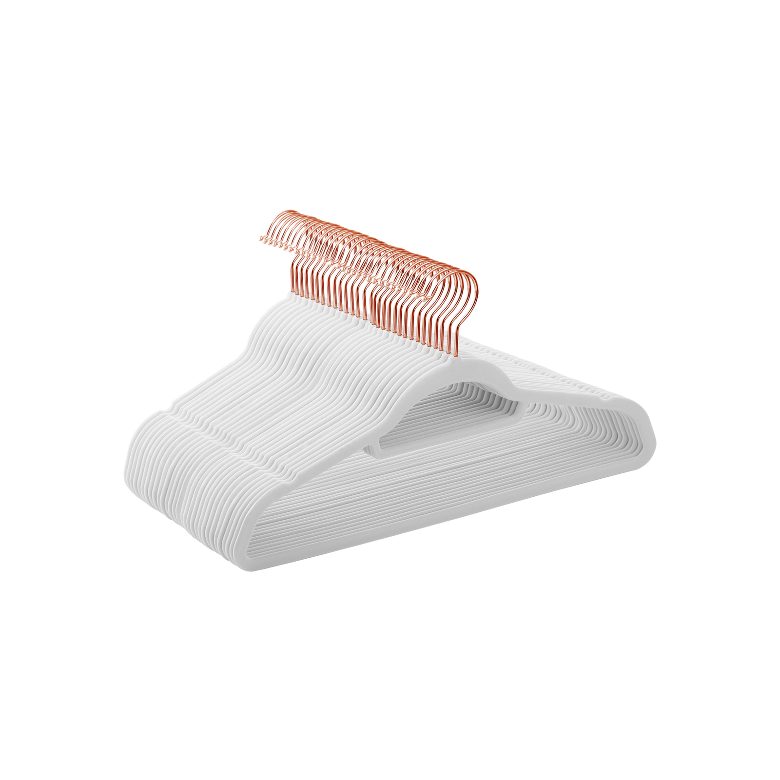 Sametist riidepuude komplekt, 30 tk, valge