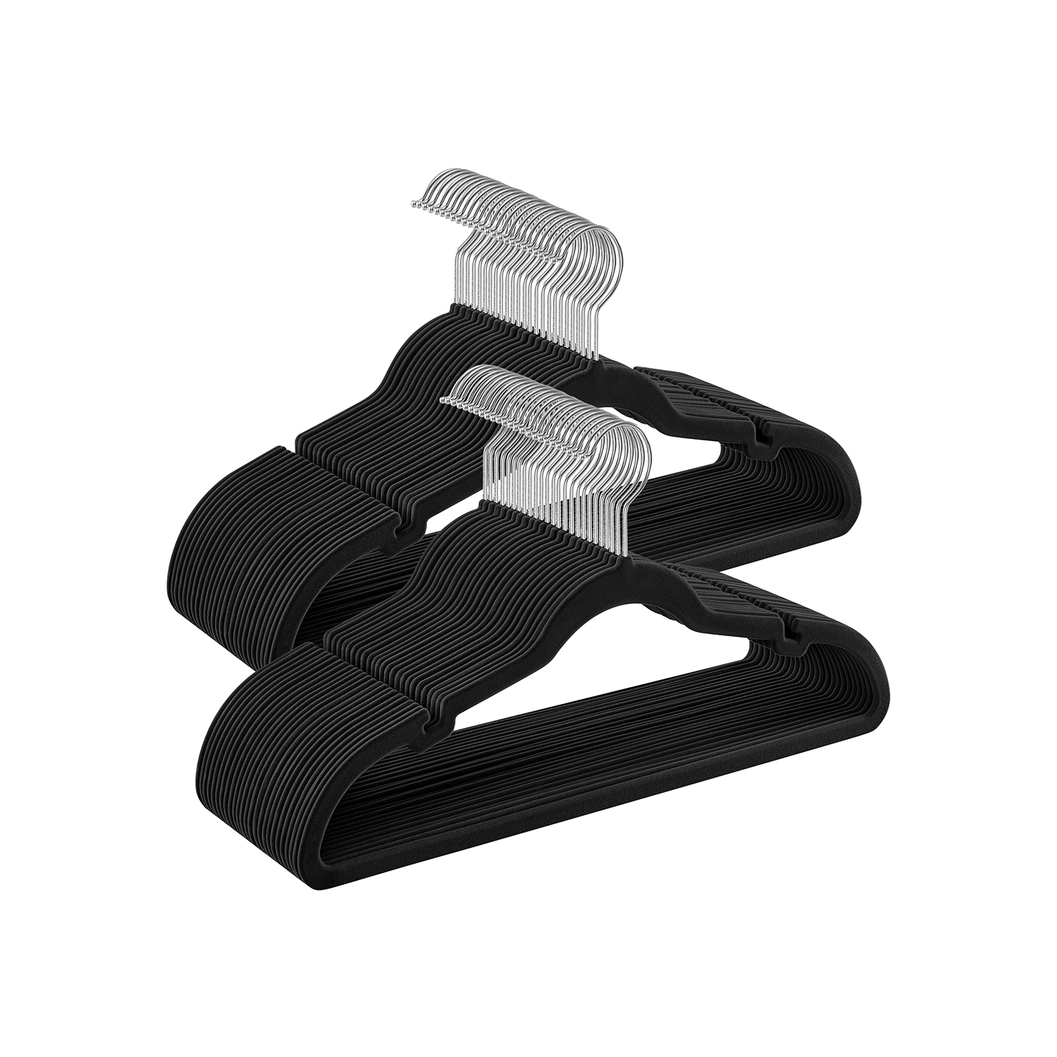 Sametist riidenagi komplekt 50 ruumisäästlikku musta