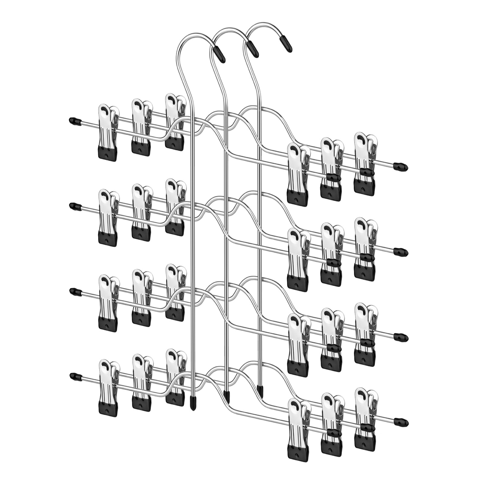 Seelikuriided klambritega, 3 tk komplekt, metallist riidepuud