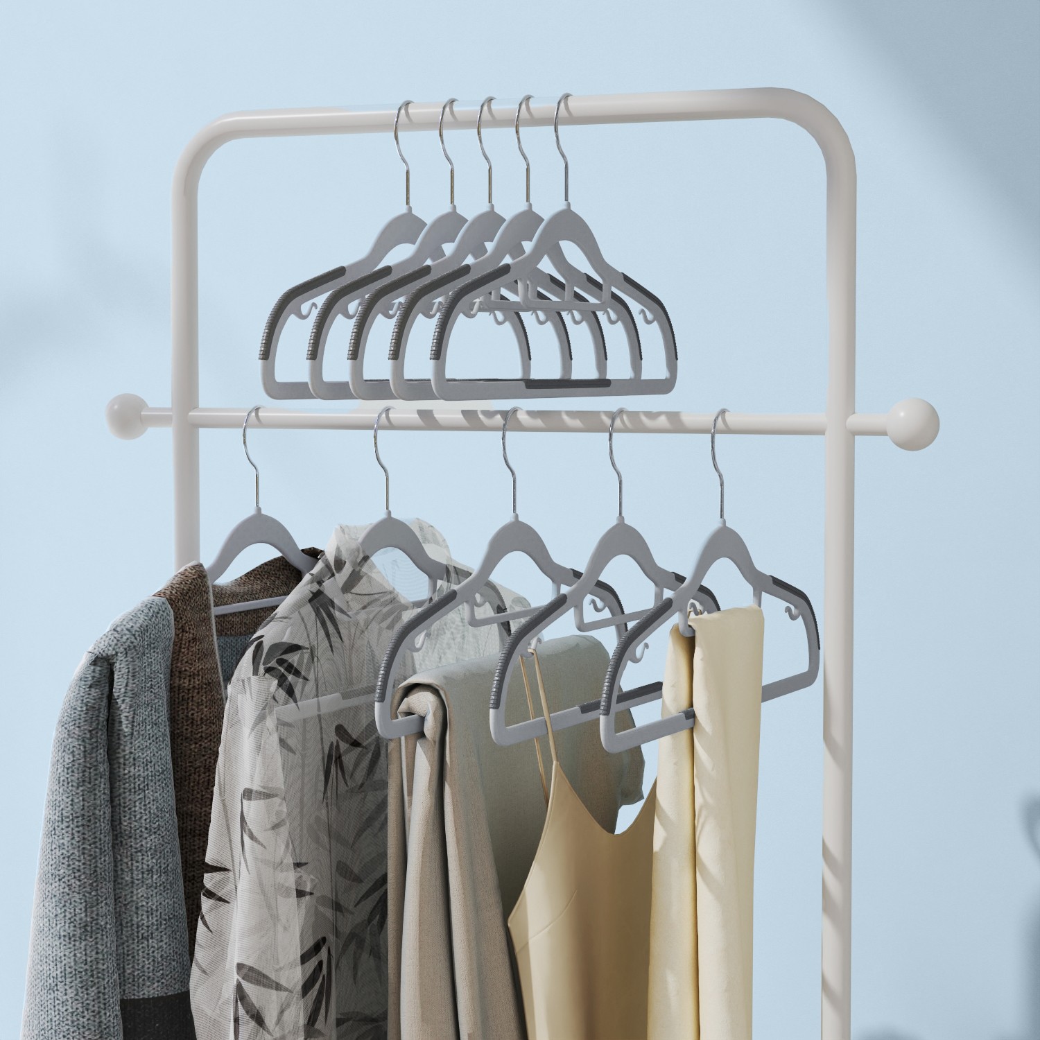 Plastikust riidepuud, 50-osaline komplekt, riidepuu