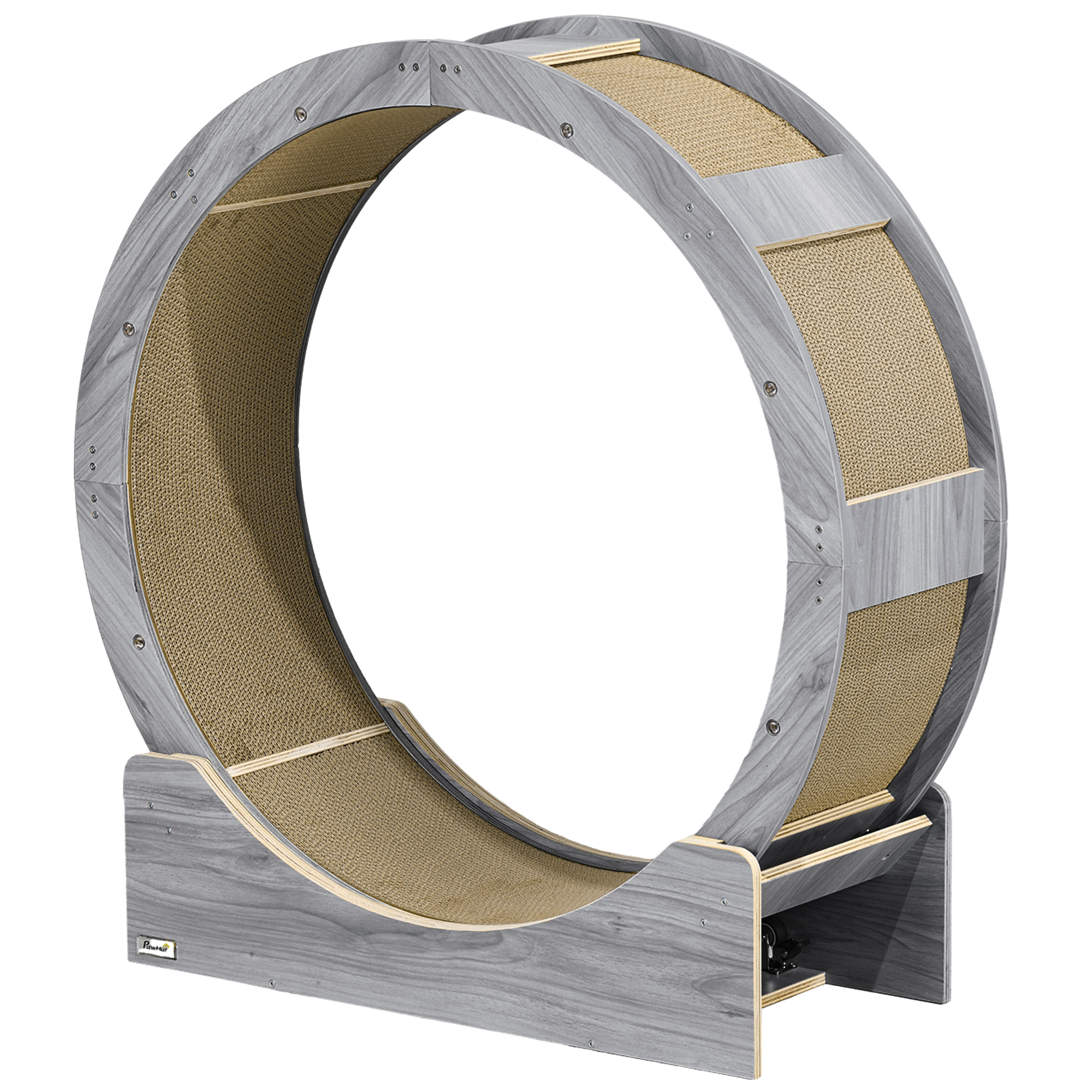 Kassi treeningratas, 91 cm, piduriga, kraapimismatt, kassiratas tervislikuks treeninguks, pähkel