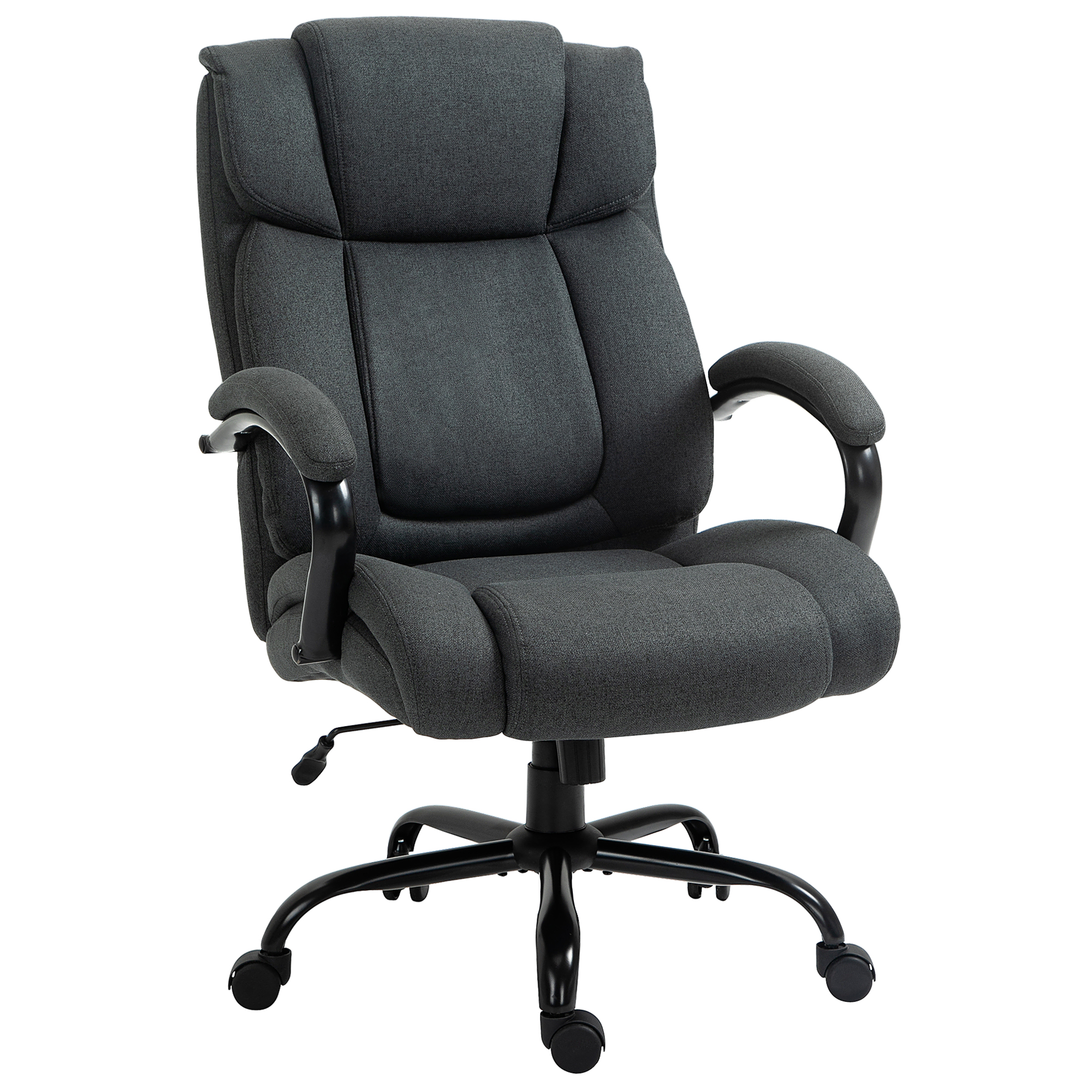 Kontoritool, ergonoomiline lauatool, pöördtool polsterdatud käetugedega, kandevõime kuni 220 kg, hall