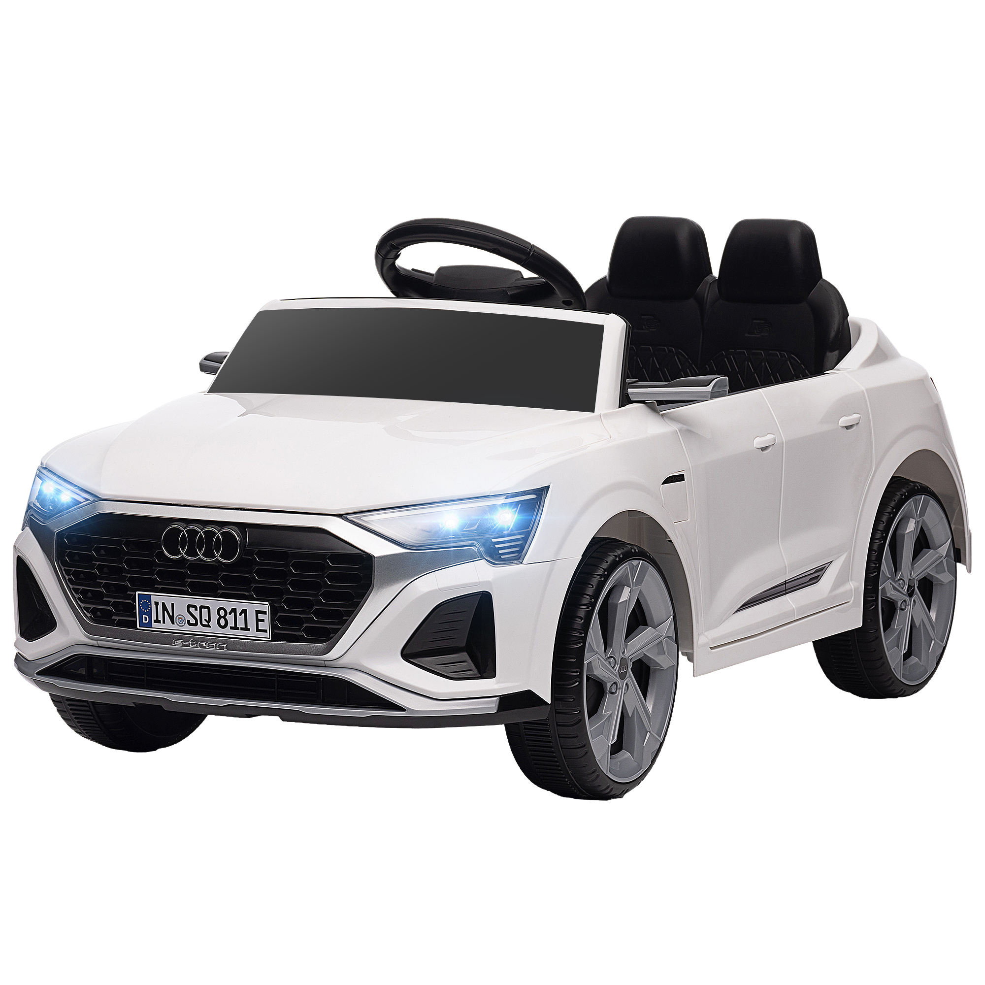 AIYAPLAY elektriline lasteauto, 12V Audi Q8, 3–5 km/h, kaugjuhtimispult, esituled, muusika, valge