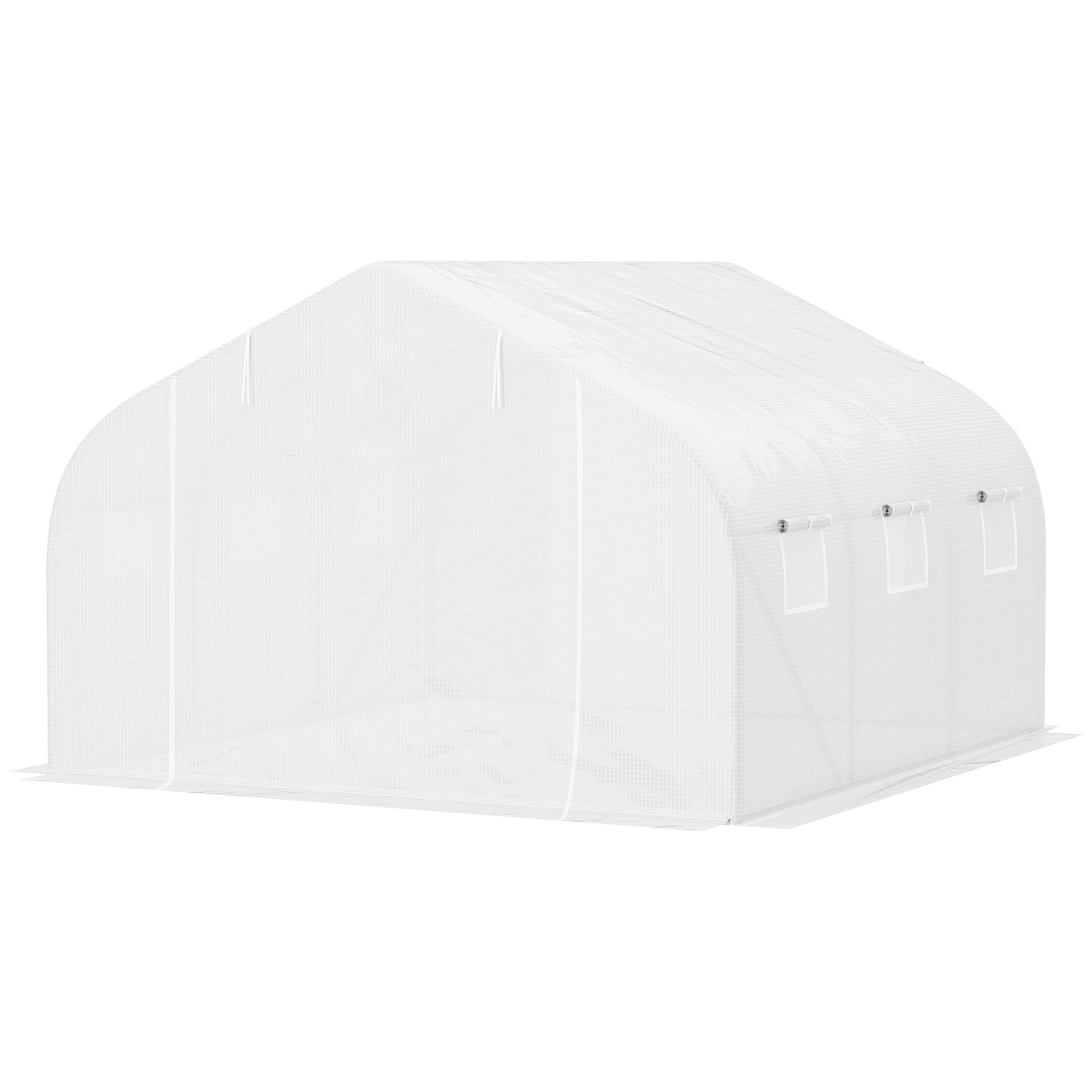 Kasvuhoone, ratastel, ustega, tunneliga, akendega (3,5 x 3 x 2 m), valge