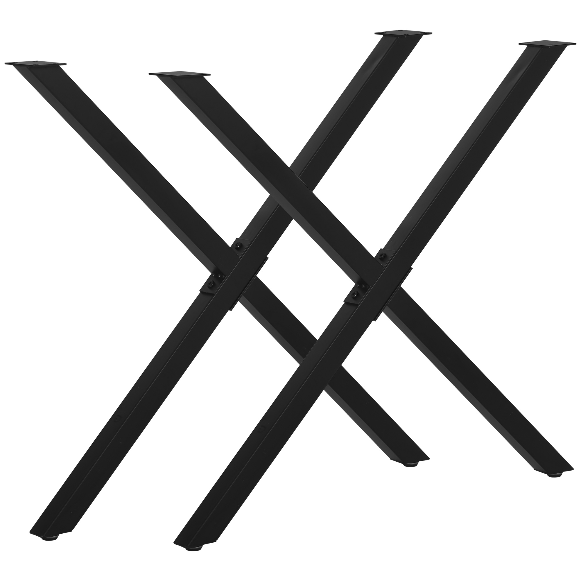 2 terasest lauajalga söögilauale, kirjutuslauale, kohvilauale, X-kujulisele lauaraamile, must, 72 cm
