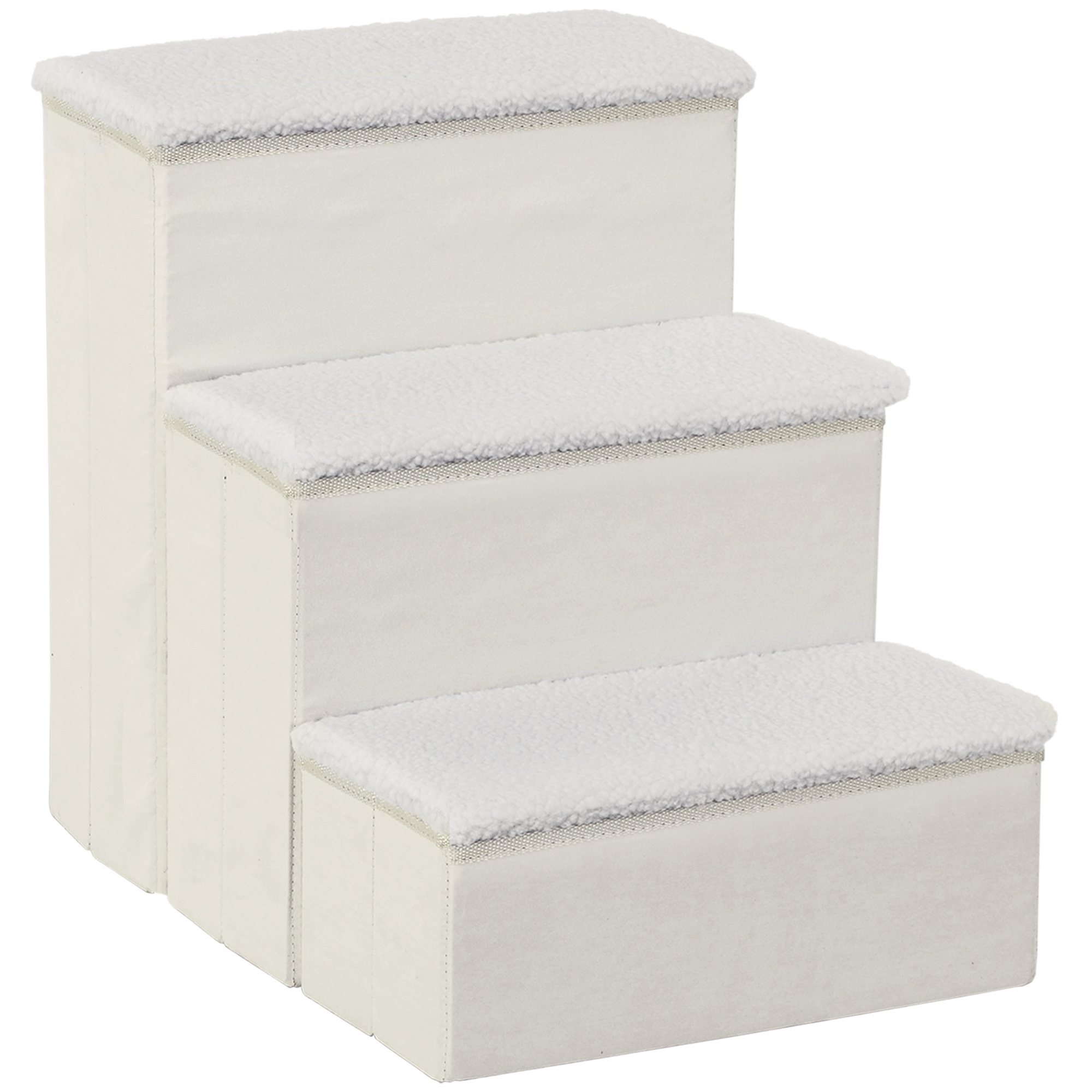 Koeratrepp, 3 astet, 48 cm kõrge, kokkupandav lemmikloomatrepp väikestele ja vanadele loomadele, kassitrepp, koerakaldtee, abivahend voodisse, diivanile, diivanile ja autosse sisenemiseks, valge