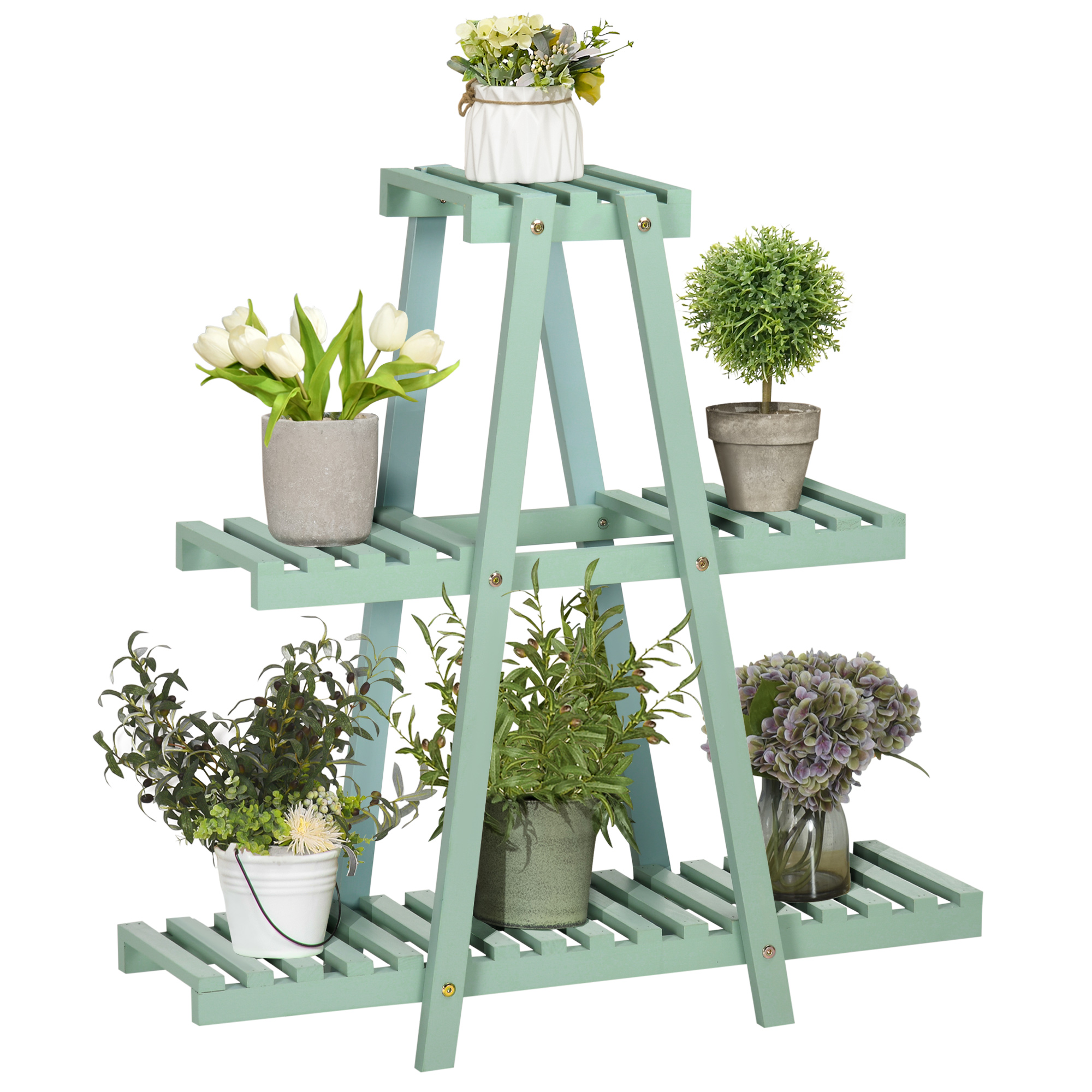 3-tasandiline taimeriiul 6 lillepotile, ilmastikukindel, 76 cm x 26 cm x 76 cm, heleroheline