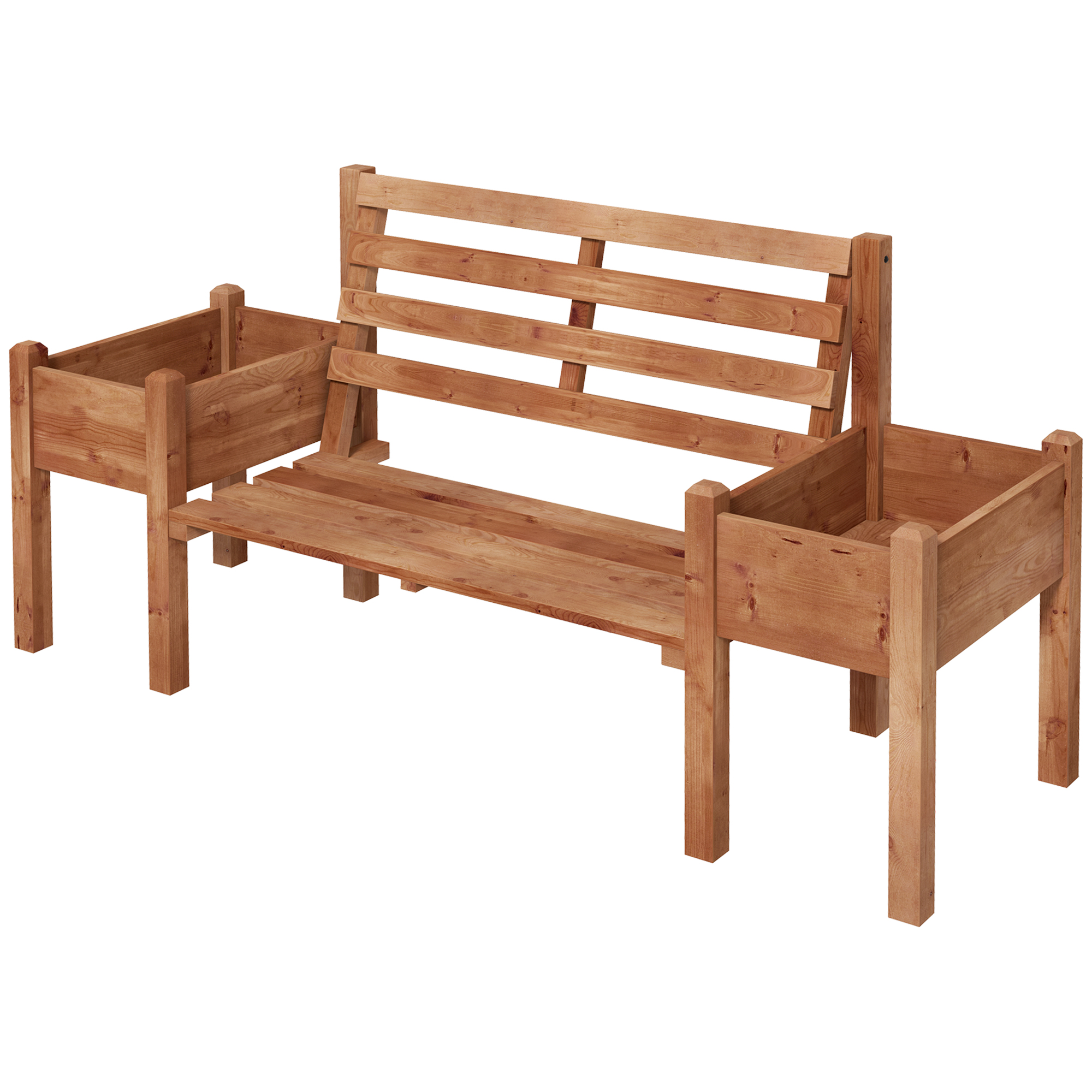 Aiapink istutuskastidega, puit, 184 cm x 59 cm x 95 cm, pruun