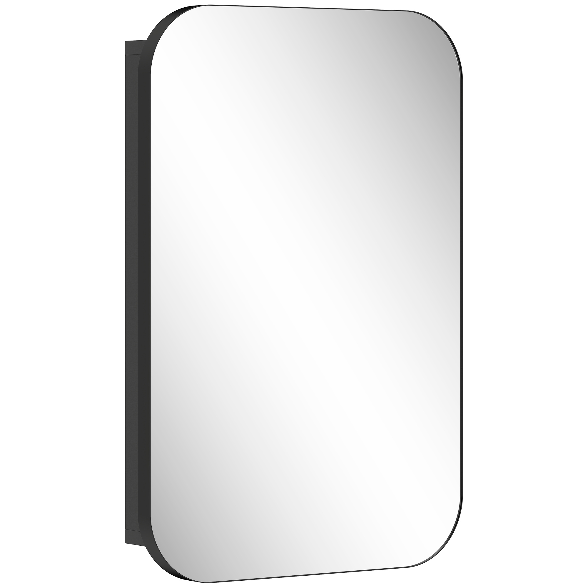 Vannitoa peegelkapp, peegliga vannitoakapp, seinale kinnitatav kapp reguleeritava riiuliga, 40 x 10 x 60 cm, must