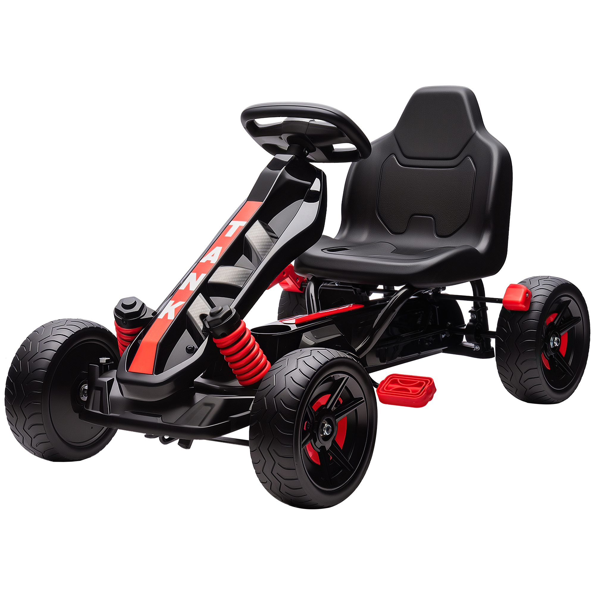 Pedaalidega gokart lastele mõeldud pedaaliauto piduritega libisemiskindlad rattad metallraam 3-6 aastat punane